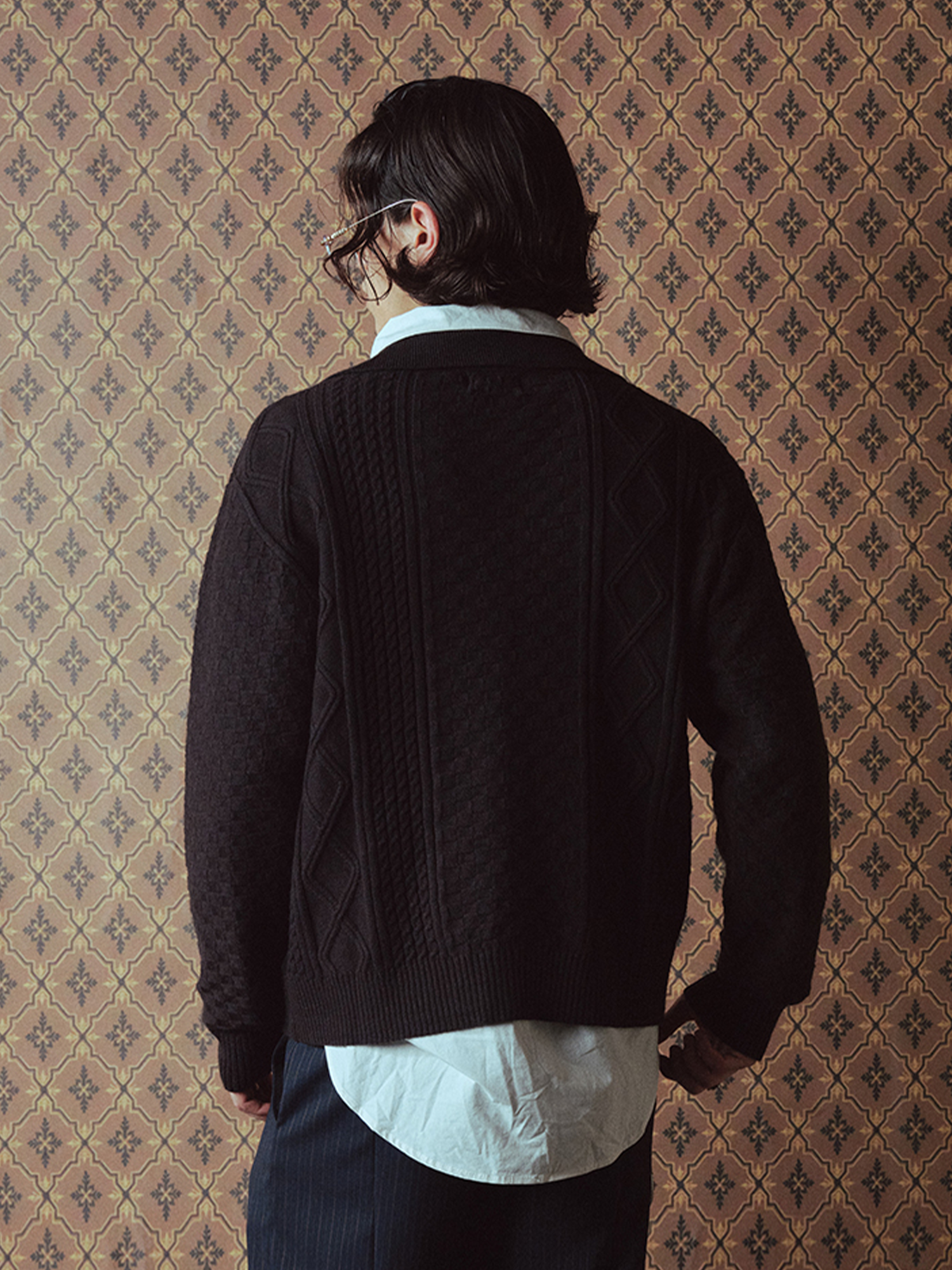 RICHILL Classic Mental-Button Cable Polo Sweater