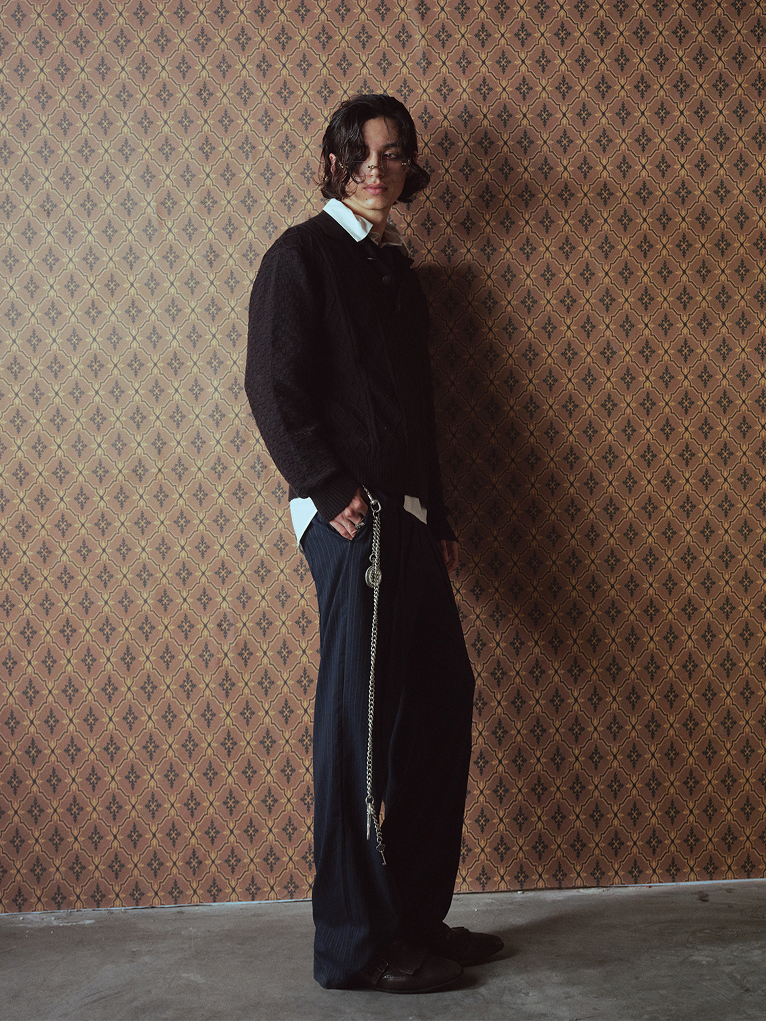 RICHILL Classic Mental-Button Cable Polo Sweater