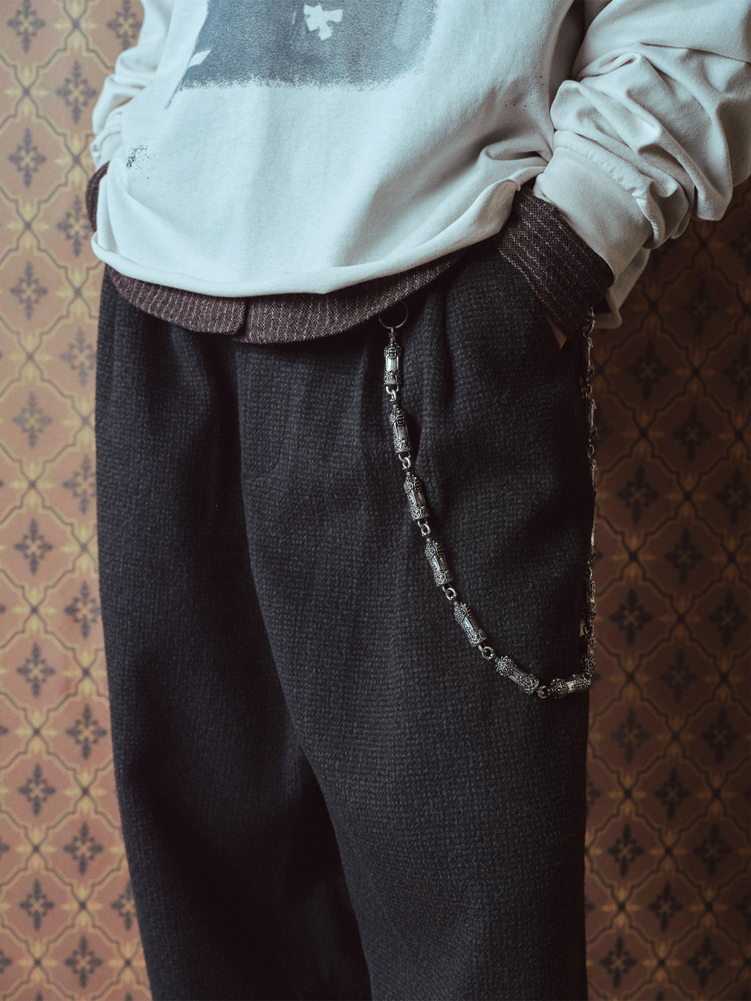 RICHILL Panel Pleated Wide-Leg Trousers, premium urban and streetwear designers apparel on PROJECTISR.com, RICHILL