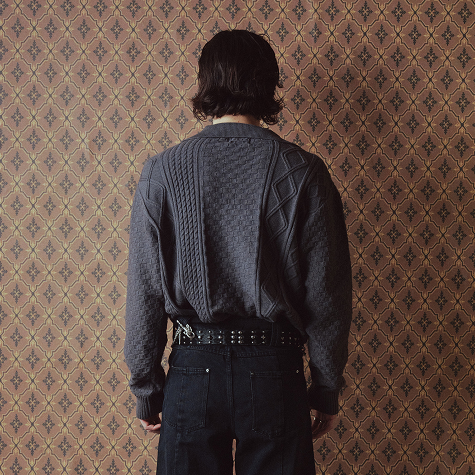 RICHILL Classic Mental-Button Cable Polo Sweater