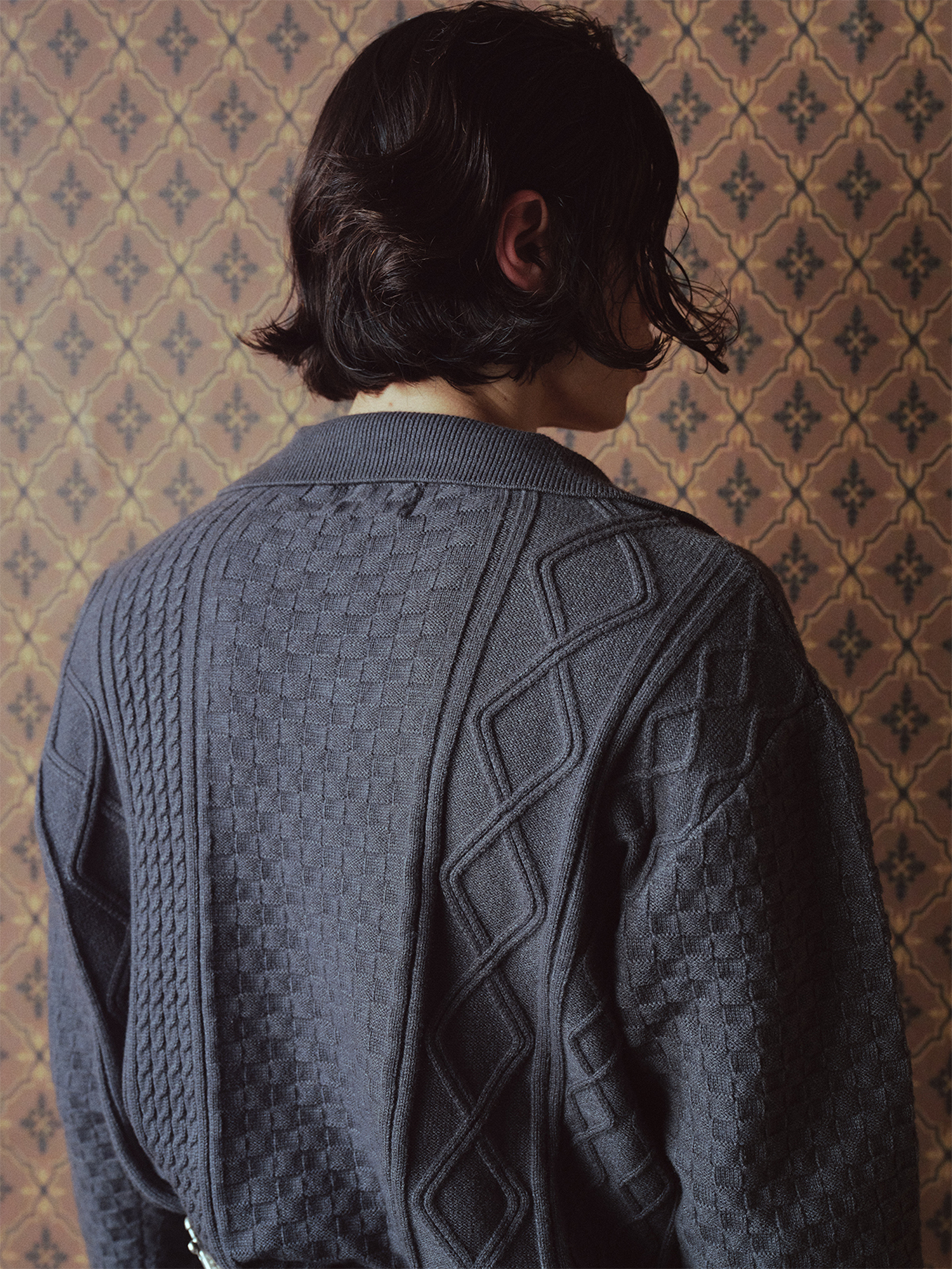 RICHILL Classic Mental-Button Cable Polo Sweater