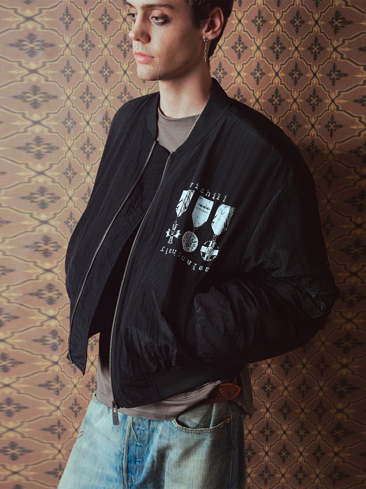 RICHILL Medal Graphic Cropped Bomber Jacket, premium urban and streetwear designers apparel on PROJECTISR.com, RICHILL