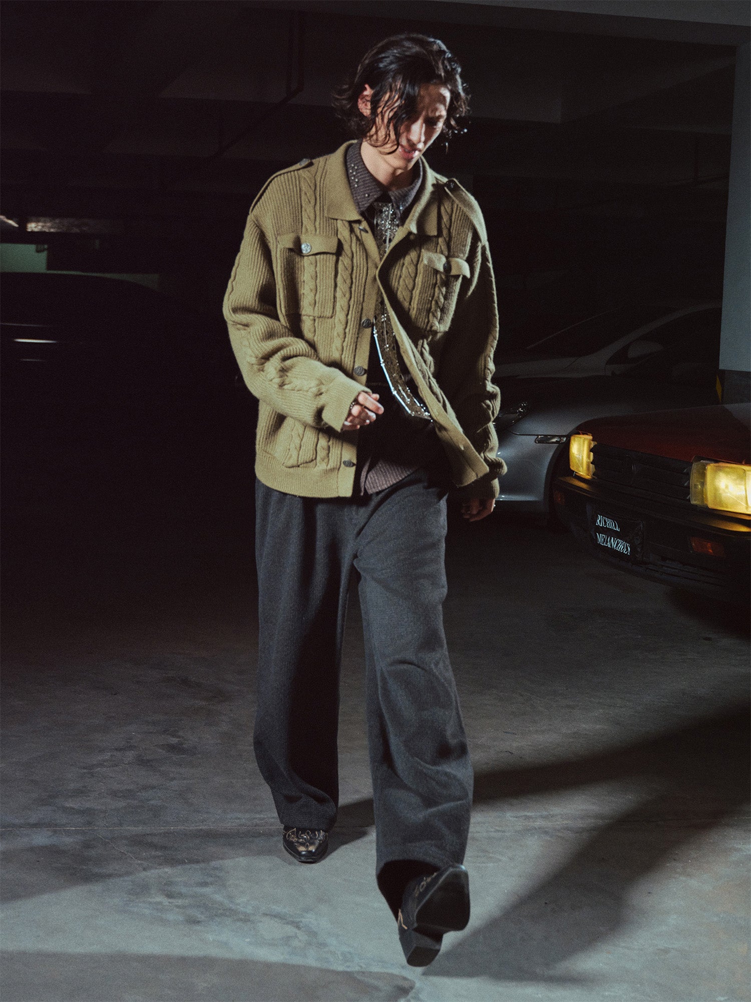 RICHILL Epaulet Multi-Pocket Cable Knit Jacket, premium urban and streetwear designers apparel on PROJECTISR.com, RICHILL