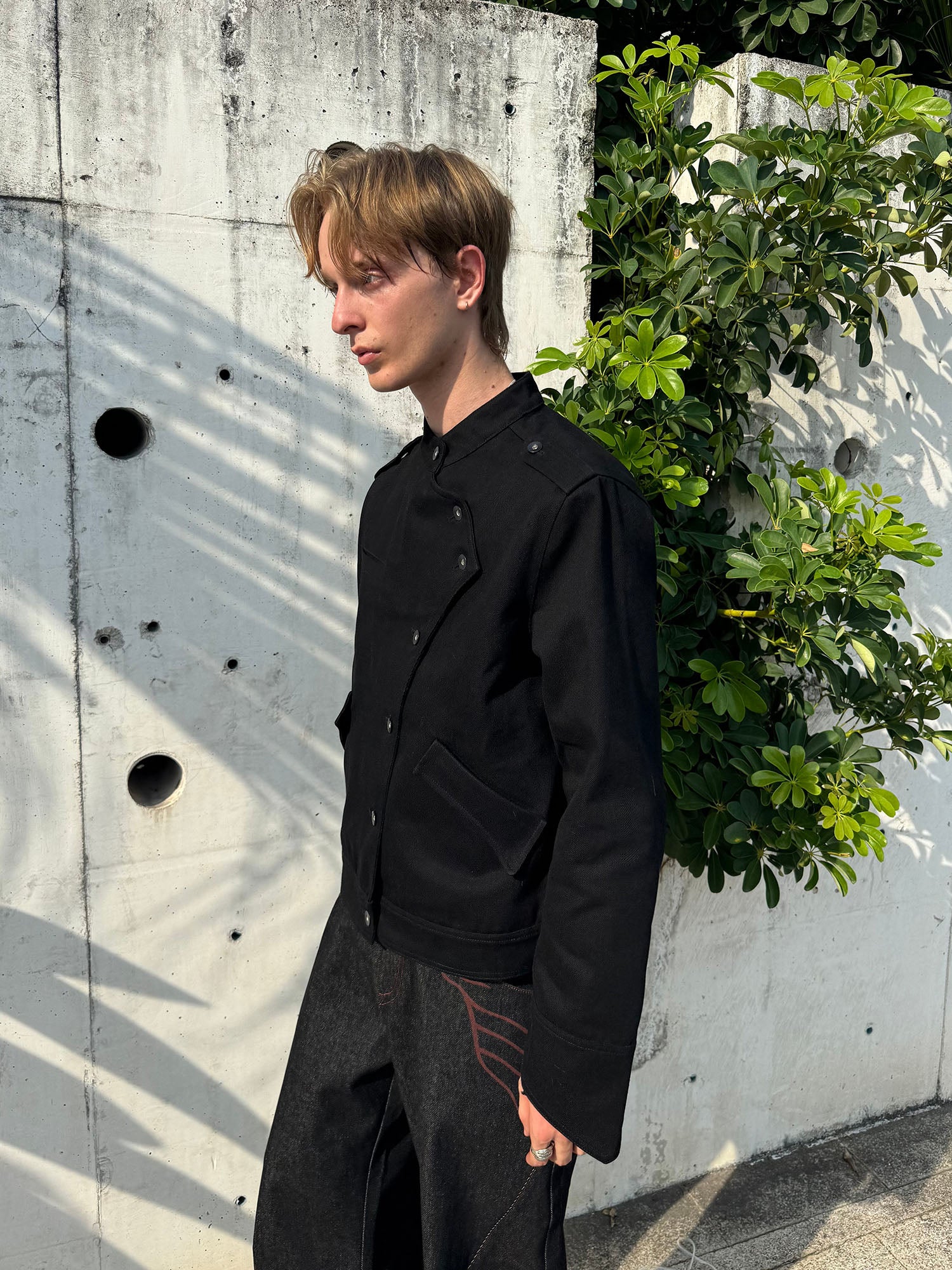 ESAIAS Asymmetric Stand-Collar Military Jacket, premium urban and streetwear designers apparel on PROJECTISR.com, ESAIAS