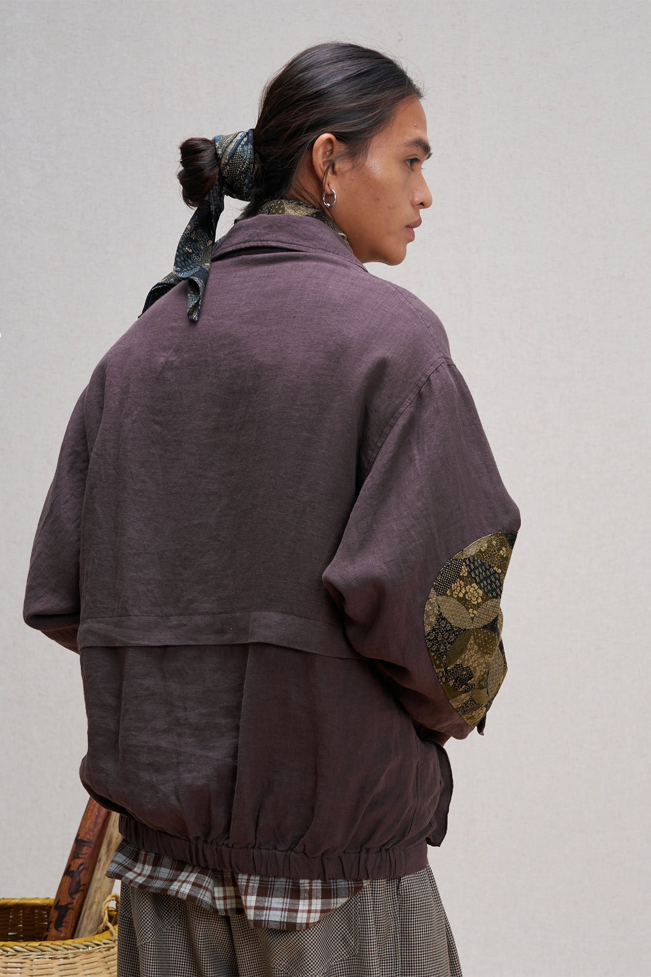 UNLIMITED MOTE Patched Elbow Multi-Pocket Linen Jacket