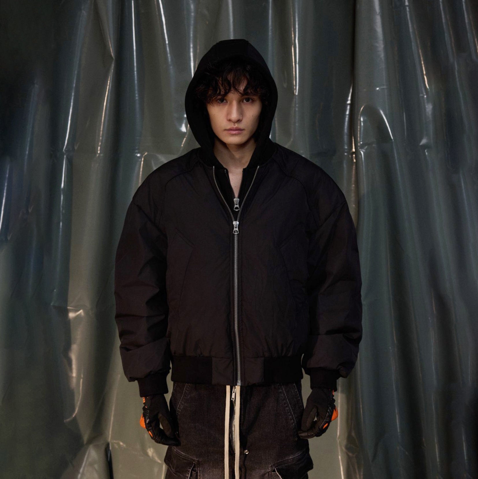 RECOVER ZONE Ruched Layered Hooded Down Jacket