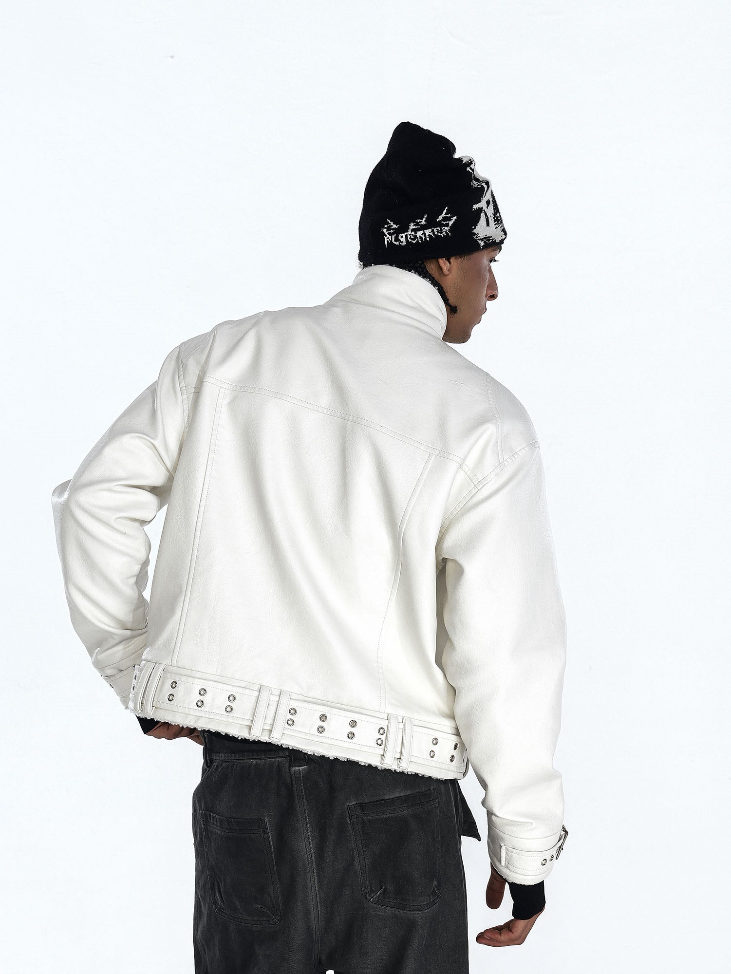 FLYERRER Panel Faux-Fur Lining Biker Jacket