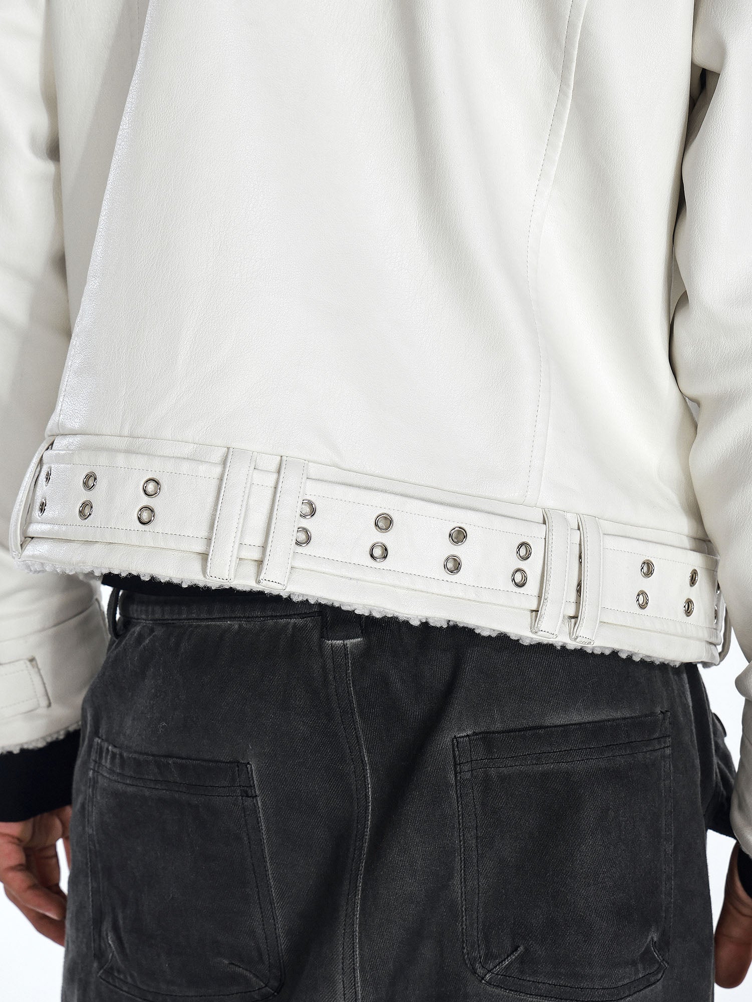 FLYERRER Panel Faux-Fur Lining Biker Jacket