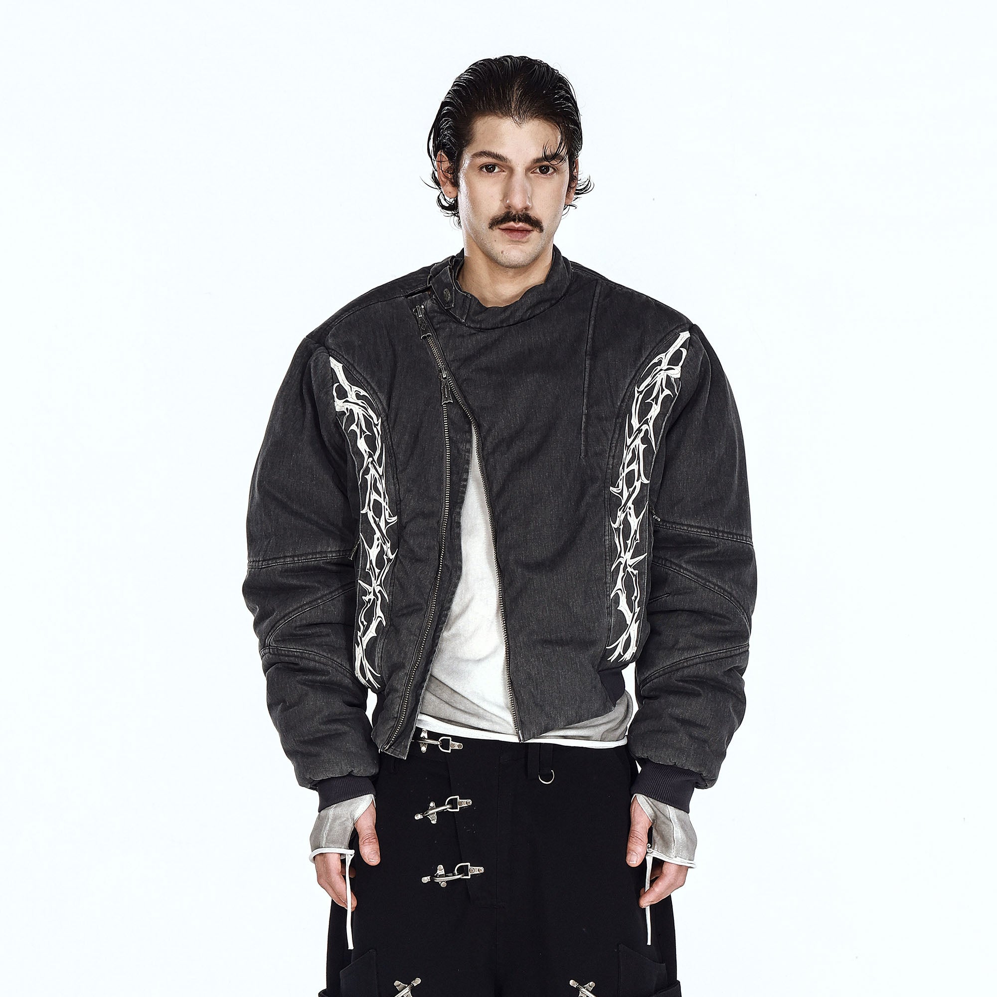 FLYERRER Distressed Asymmetric Placket Totem Bomber