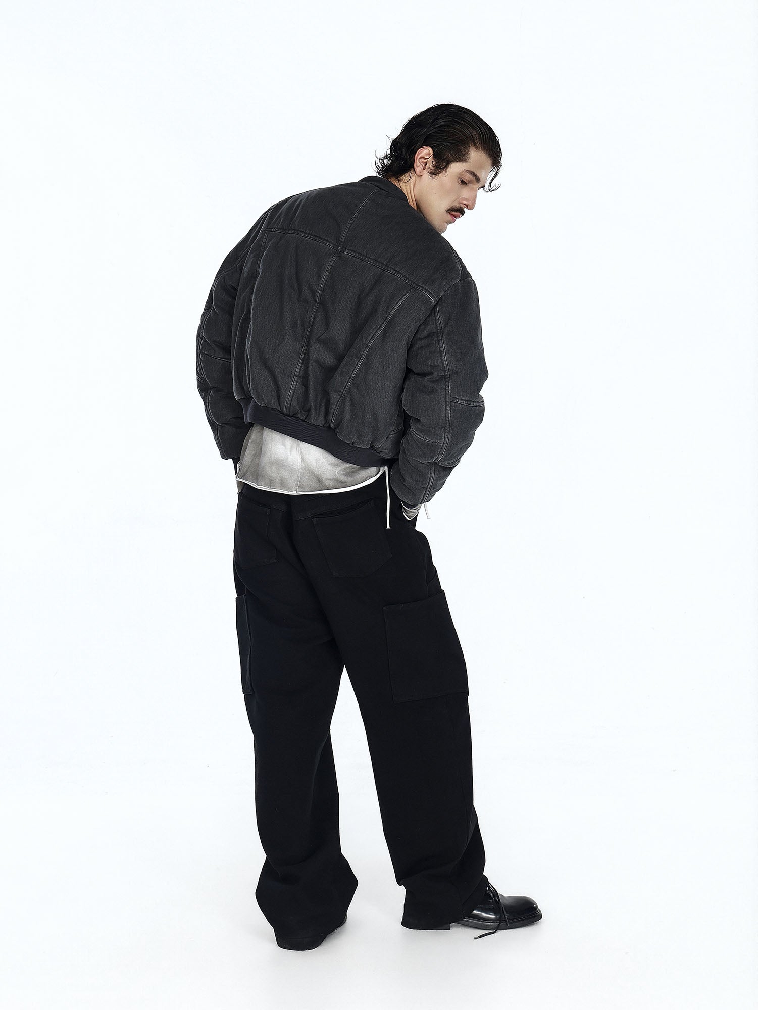 FLYERRER Distressed Asymmetric Placket Totem Bomber