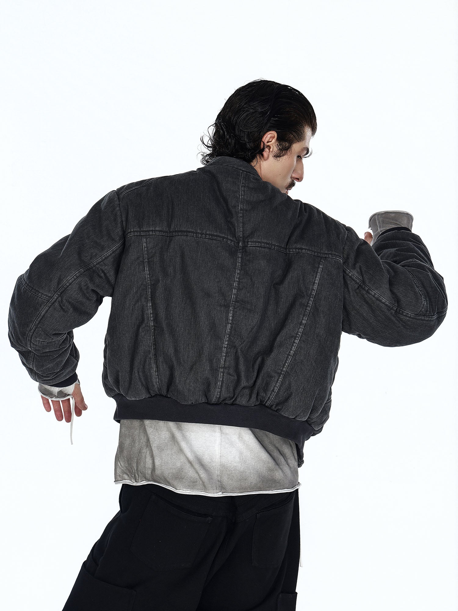 FLYERRER Distressed Asymmetric Placket Totem Bomber