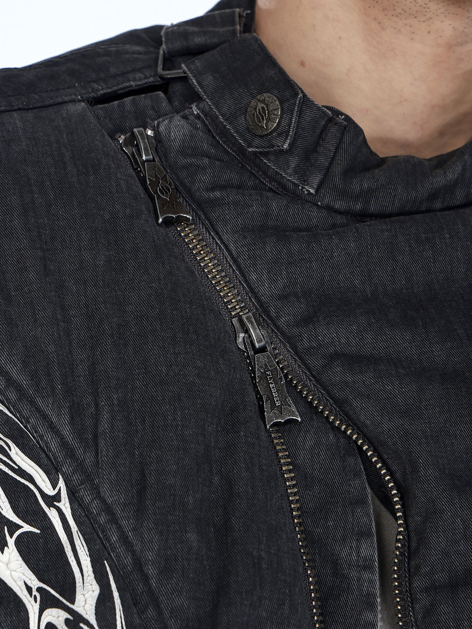 FLYERRER Distressed Asymmetric Placket Totem Bomber