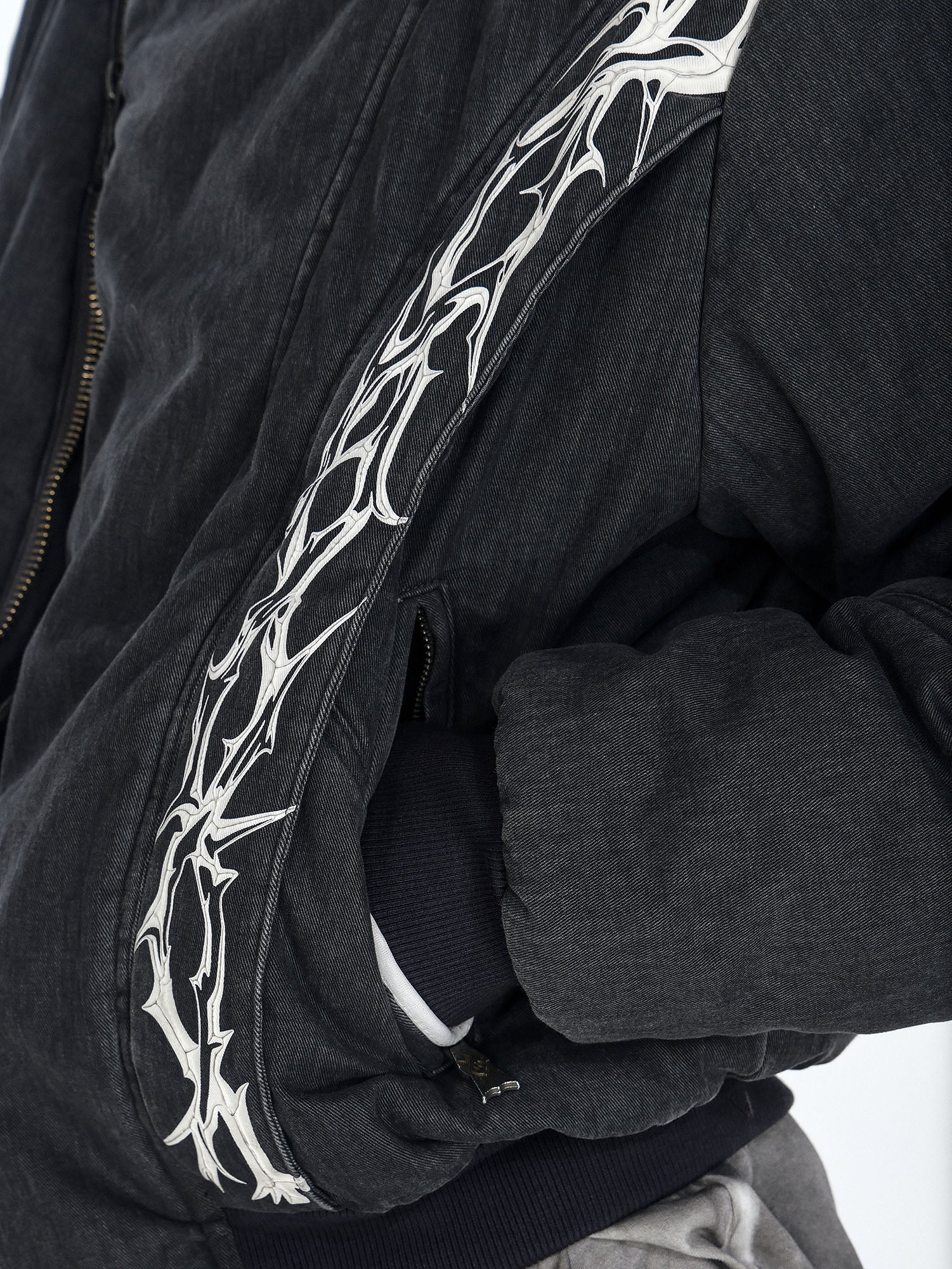 FLYERRER Distressed Asymmetric Placket Totem Bomber