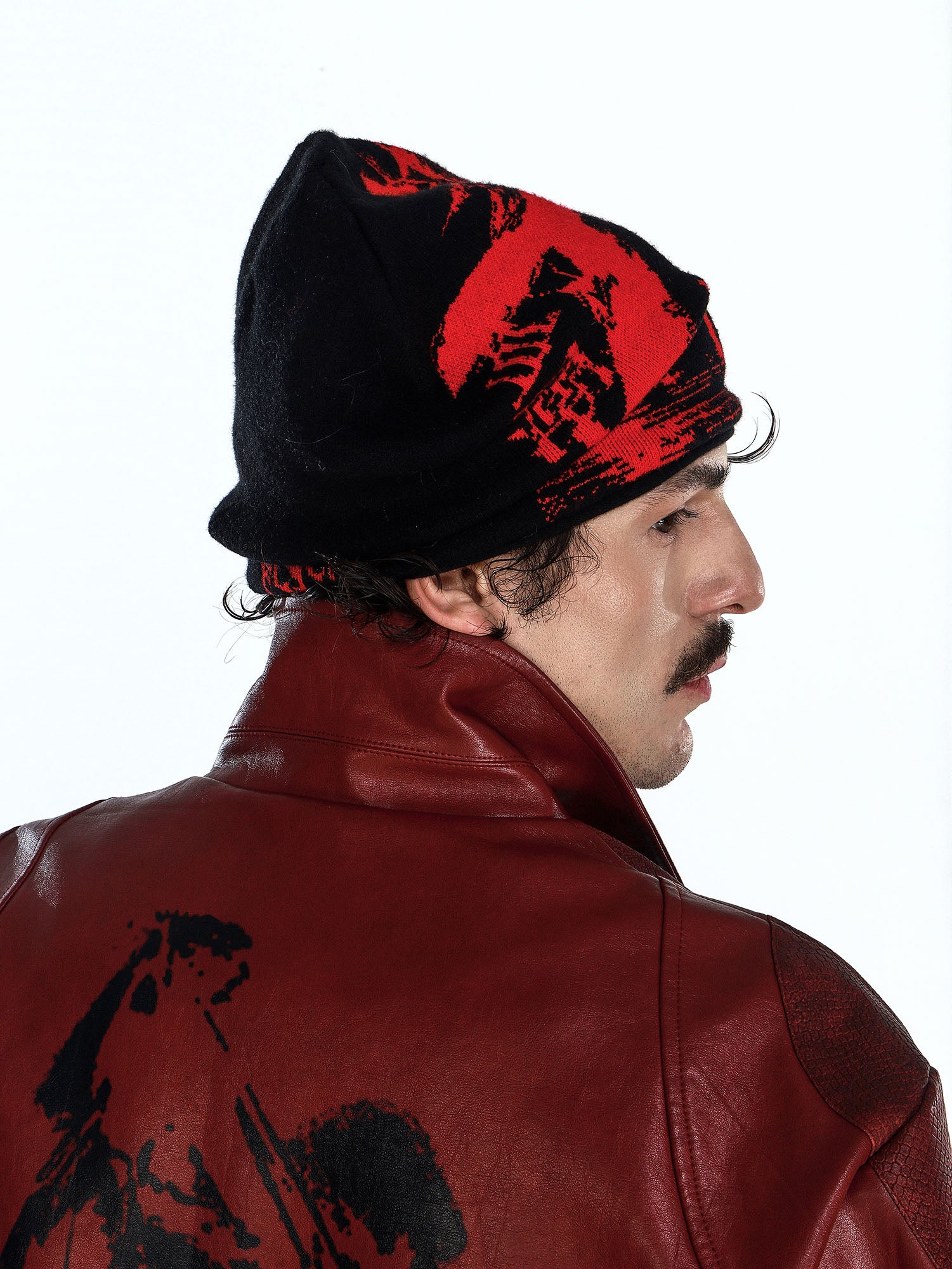 FLYERRER Grunge Cross Jacquard Slouch Beanie