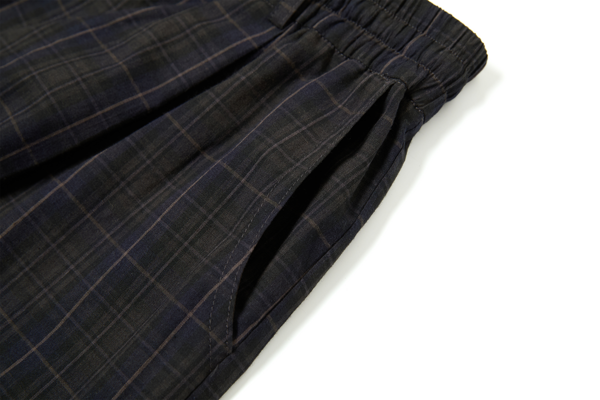 TGNS Plaid Pleated Wide-Leg Trousers