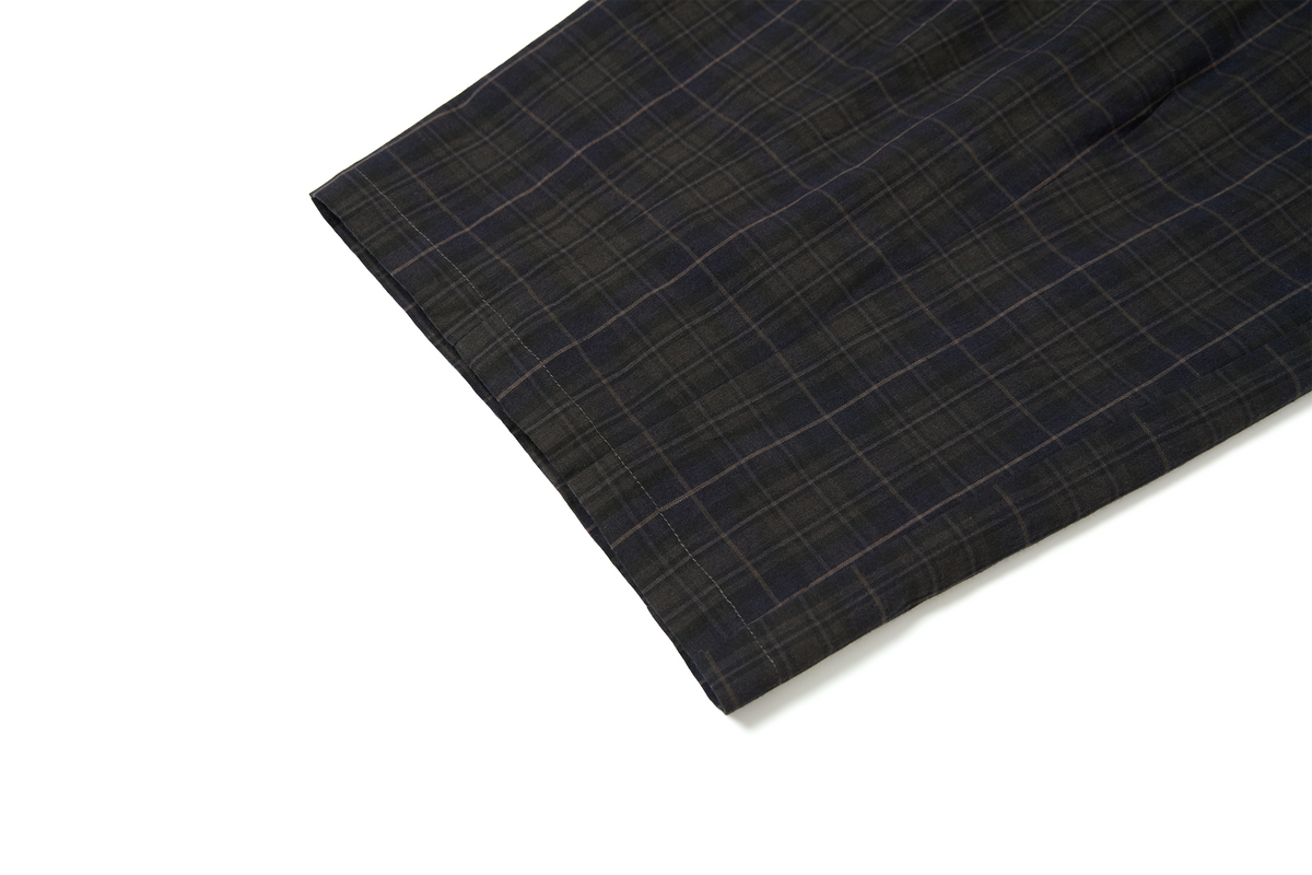 TGNS Plaid Pleated Wide-Leg Trousers