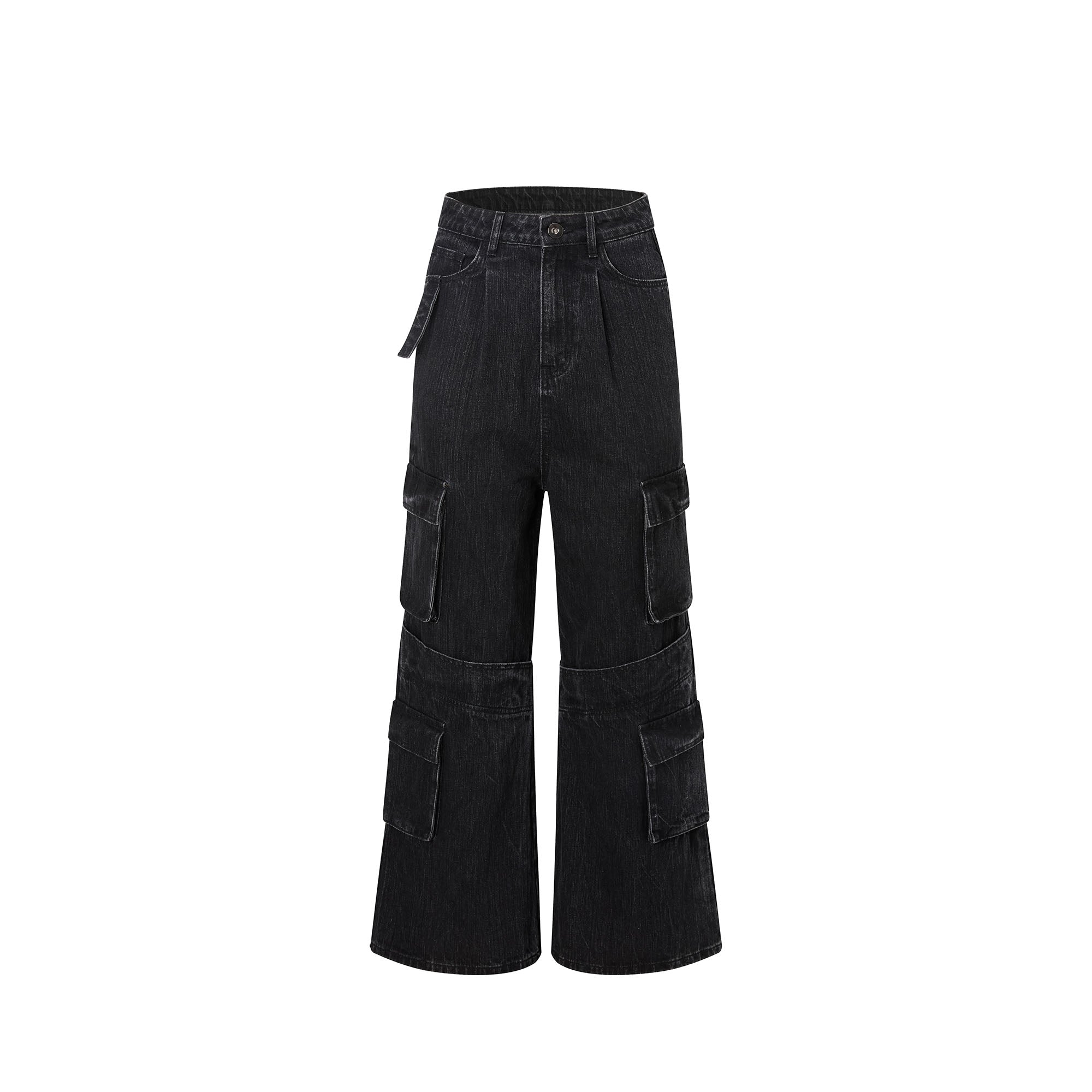 RECOVER ZONE Multi-Pocket Wide-Leg Utility Jeans, premium urban and streetwear designers apparel on PROJECTISR.com, RECOVER ZONE