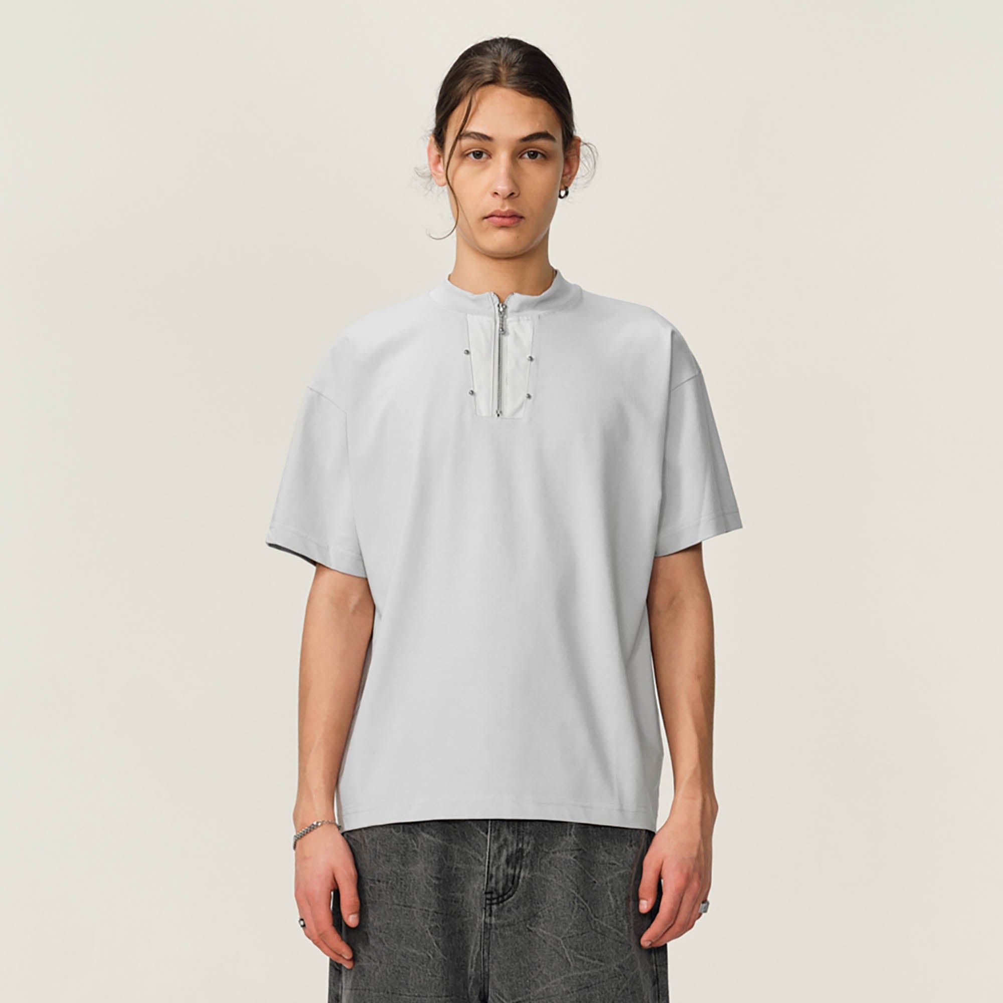 OVDY Half-Zip Rivet Sorona T-Shirt, premium urban and streetwear designers apparel on PROJECTISR.com, OVDY