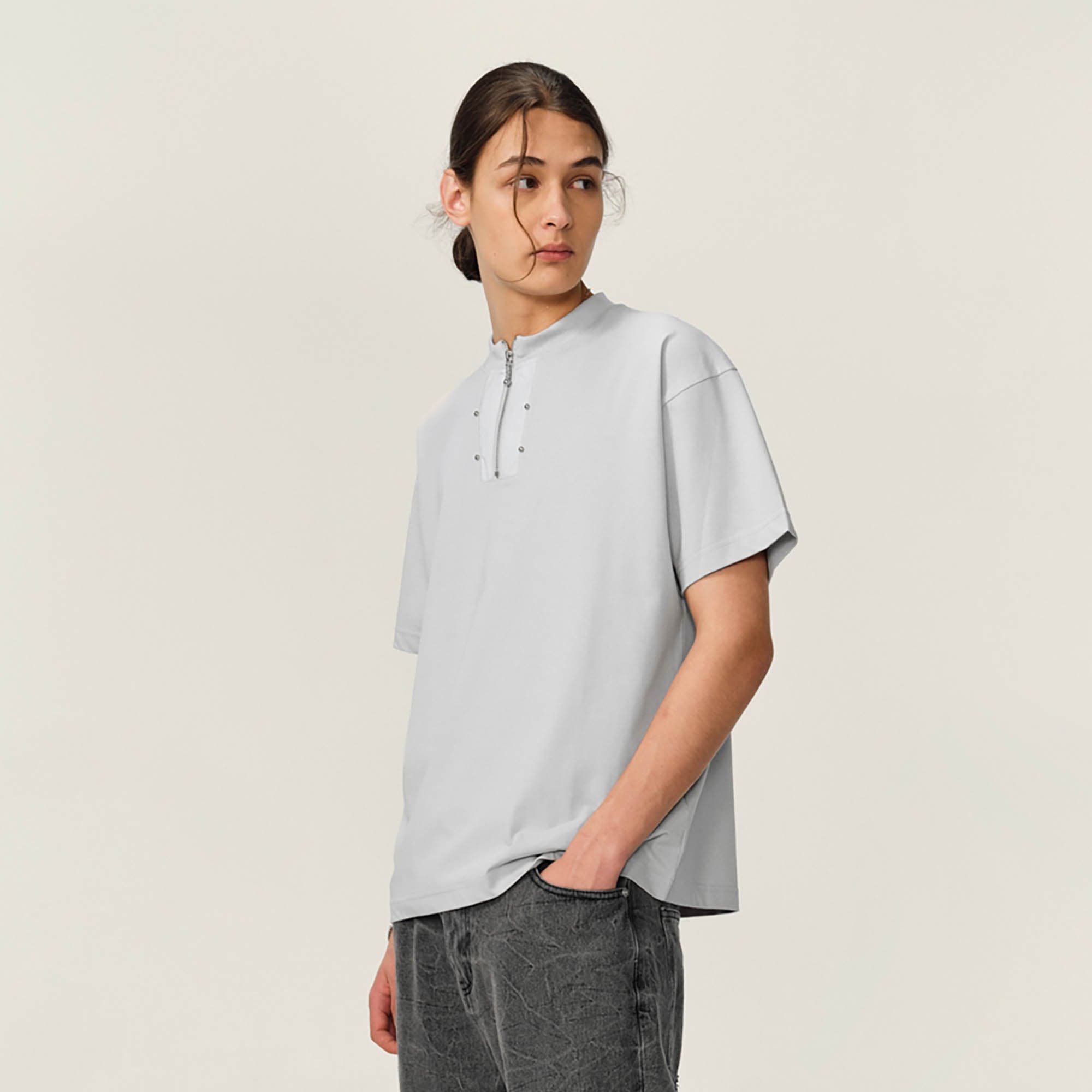 OVDY Half-Zip Rivet Sorona T-Shirt, premium urban and streetwear designers apparel on PROJECTISR.com, OVDY