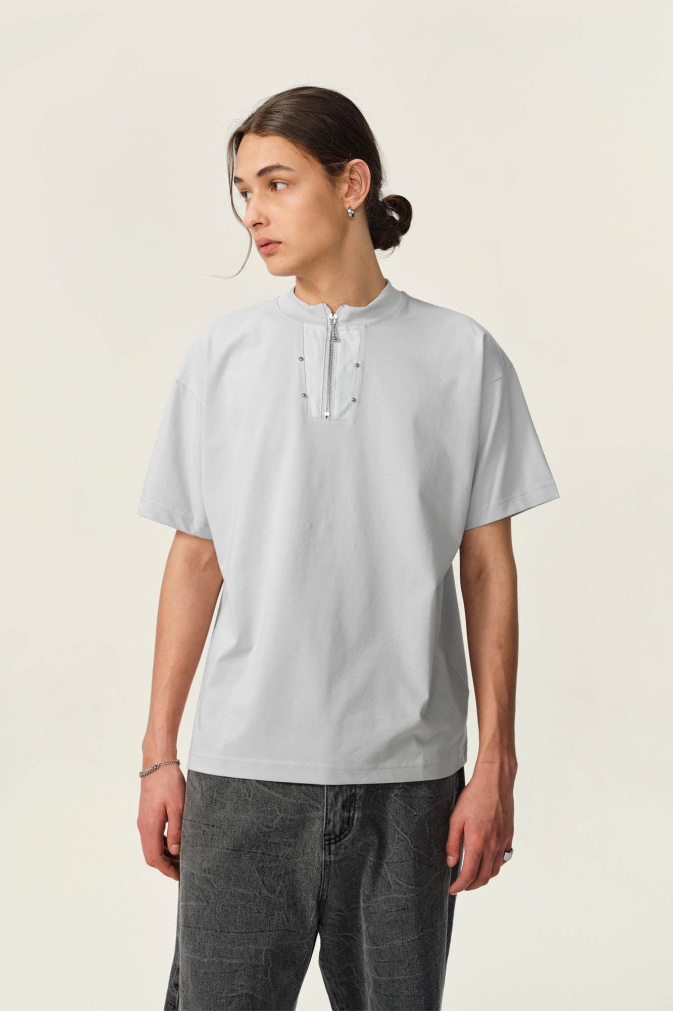 OVDY Half-Zip Rivet Sorona T-Shirt, premium urban and streetwear designers apparel on PROJECTISR.com, OVDY