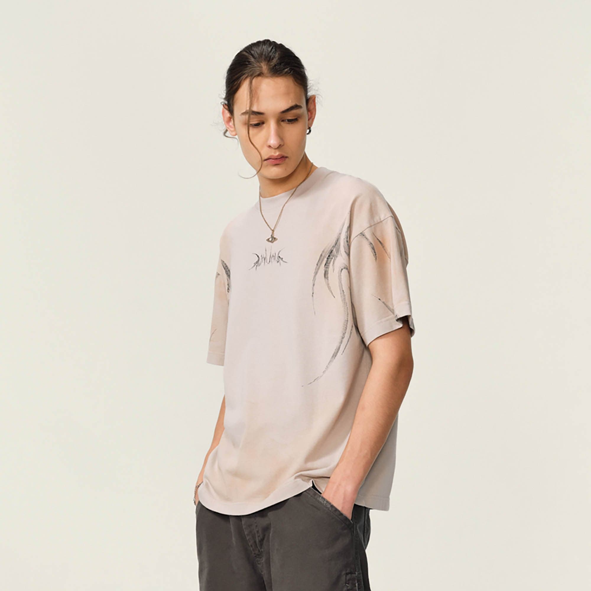 OVDY Tribal Flame Smoke-Washed T-Shirt, premium urban and streetwear designers apparel on PROJECTISR.com, OVDY