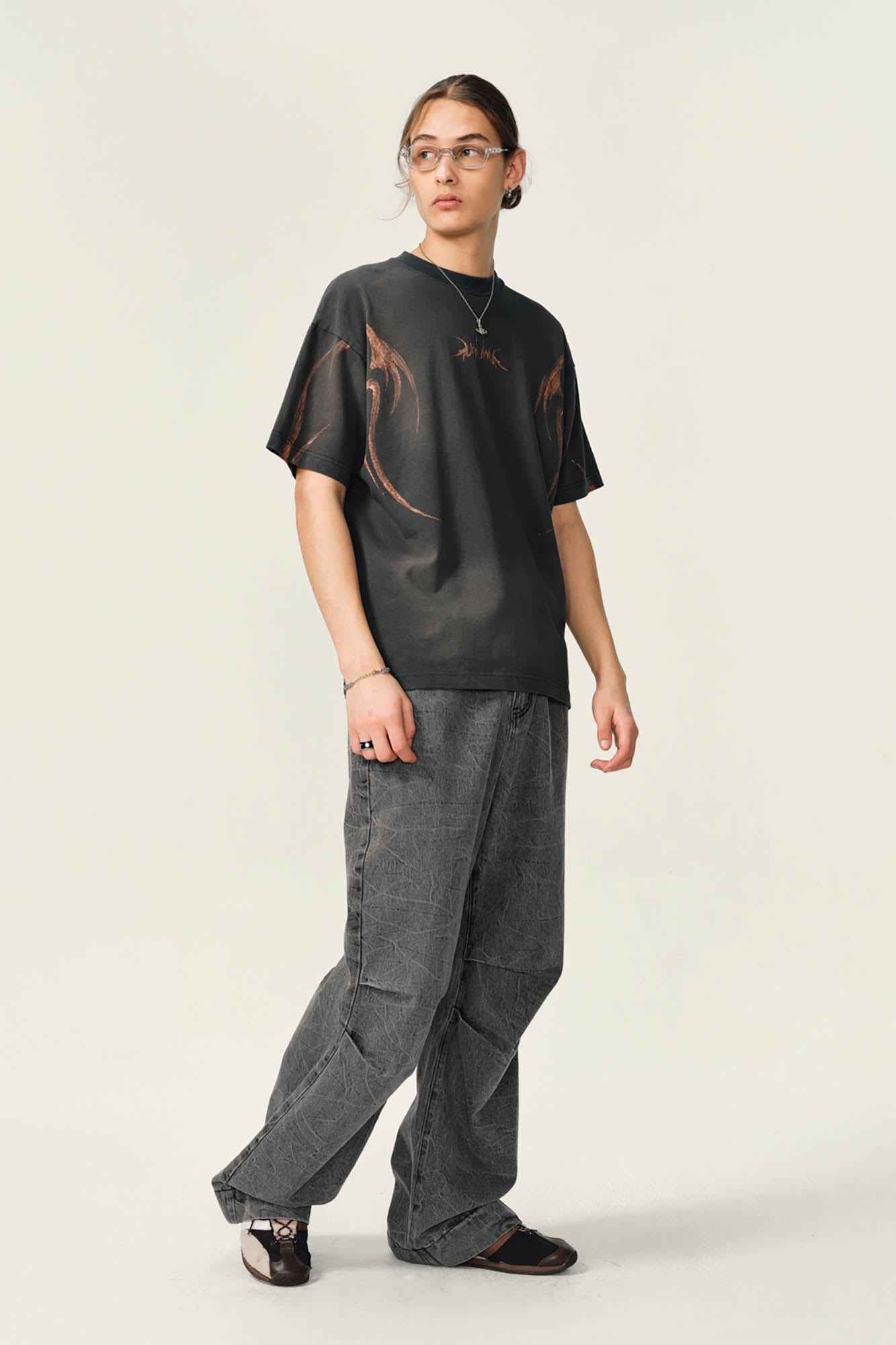 OVDY Tribal Flame Smoke-Washed T-Shirt, premium urban and streetwear designers apparel on PROJECTISR.com, OVDY