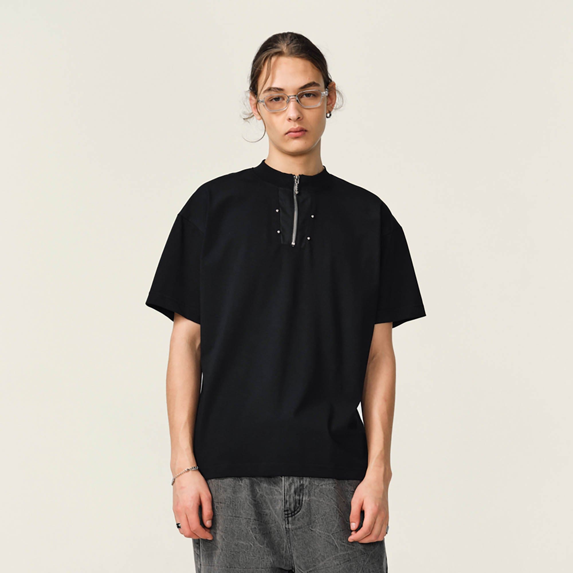 OVDY Half-Zip Rivet Sorona T-Shirt, premium urban and streetwear designers apparel on PROJECTISR.com, OVDY
