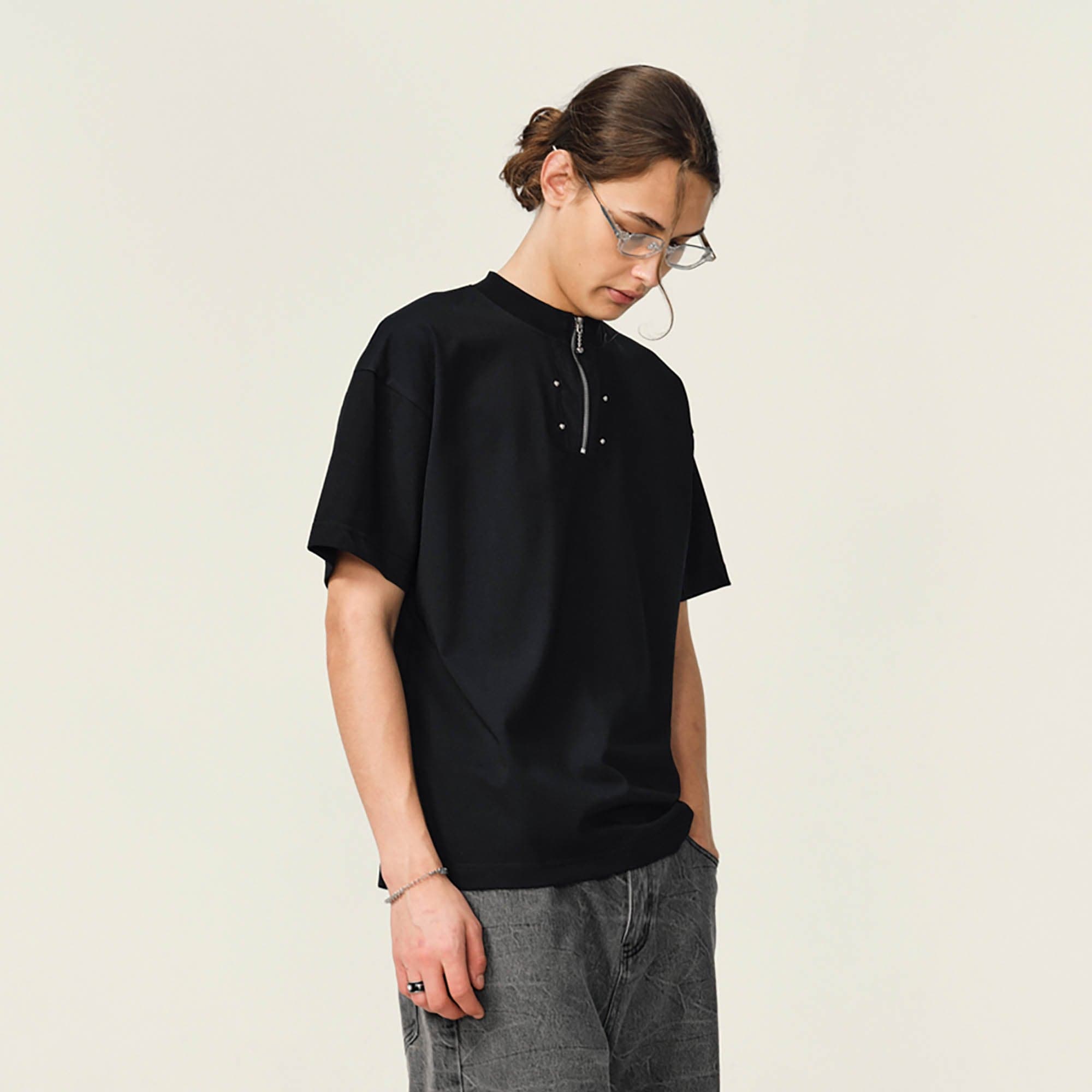 OVDY Half-Zip Rivet Sorona T-Shirt, premium urban and streetwear designers apparel on PROJECTISR.com, OVDY
