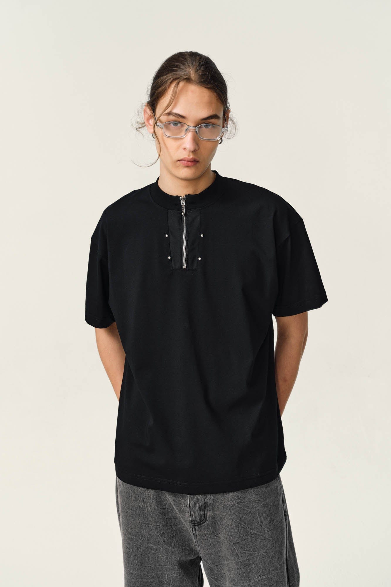 OVDY Half-Zip Rivet Sorona T-Shirt, premium urban and streetwear designers apparel on PROJECTISR.com, OVDY