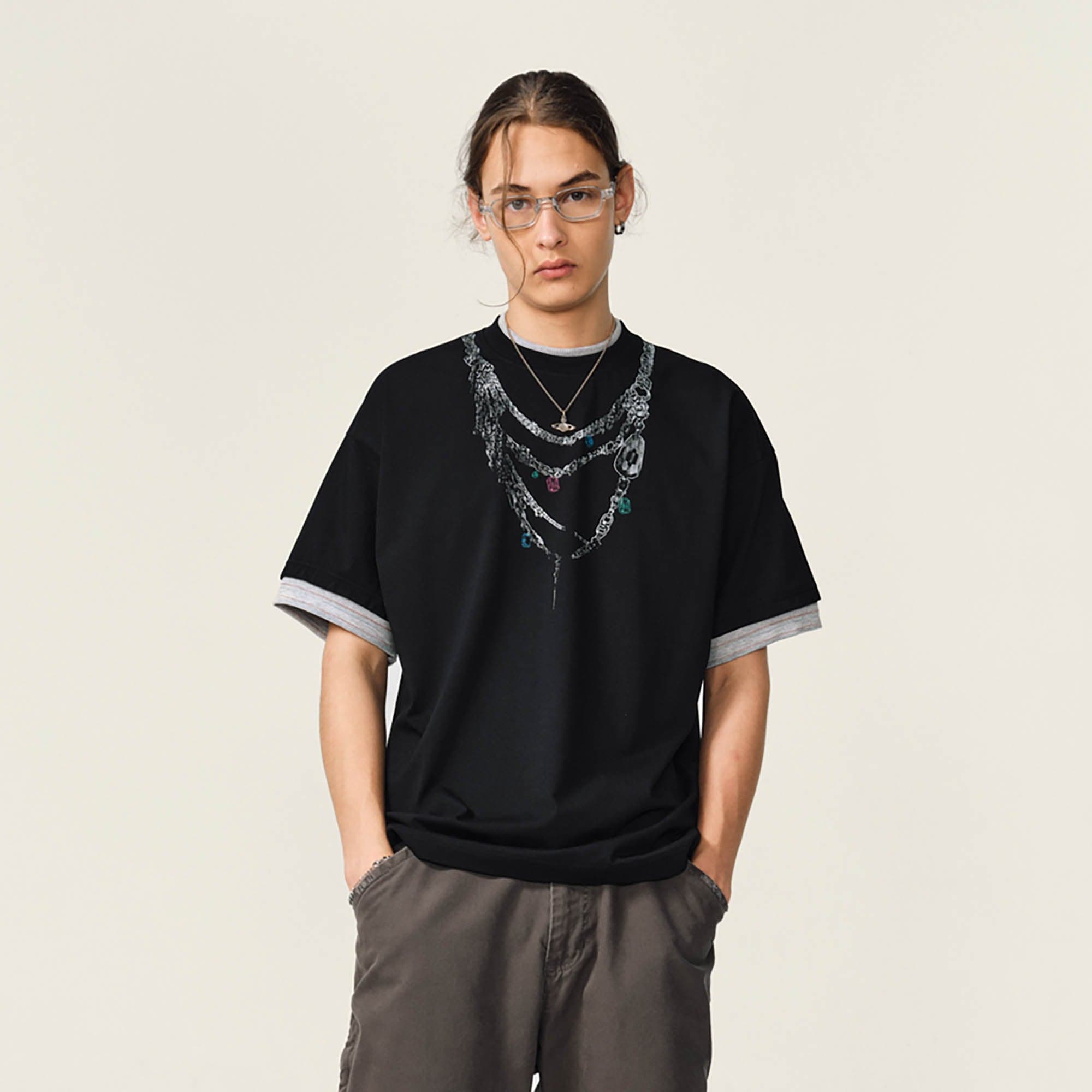 OVDY Chain Graphic Layered Sorona T-Shirt, premium urban and streetwear designers apparel on PROJECTISR.com, OVDY