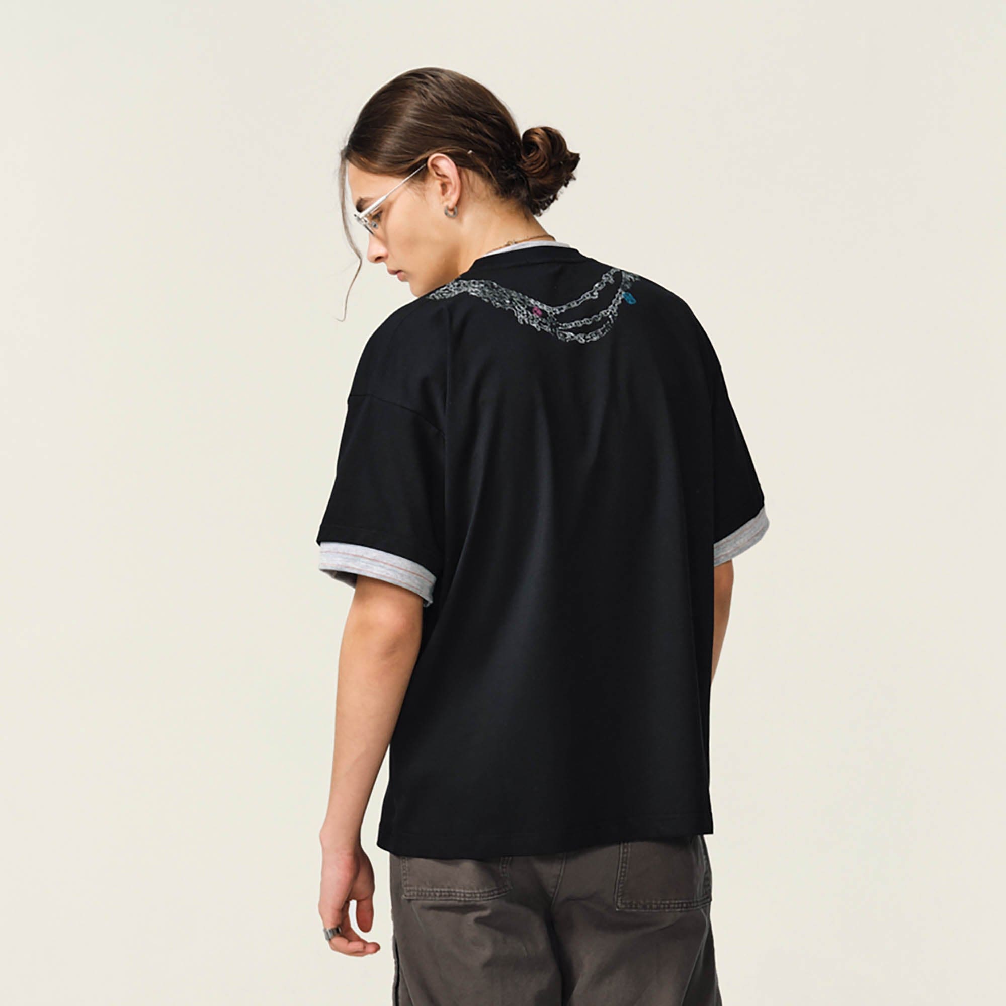 OVDY Chain Graphic Layered Sorona T-Shirt, premium urban and streetwear designers apparel on PROJECTISR.com, OVDY
