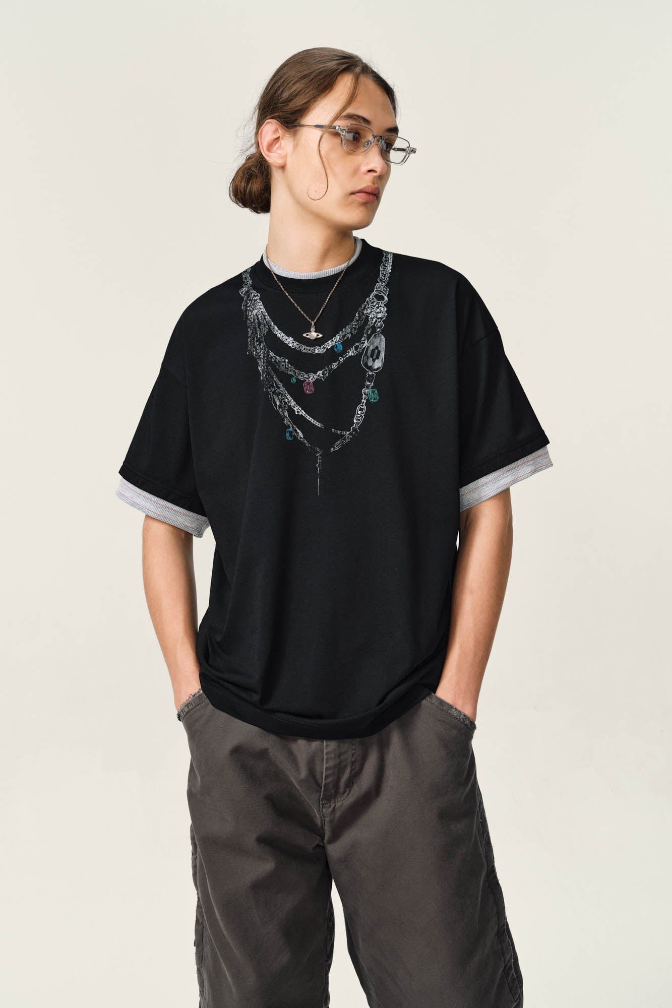 OVDY Chain Graphic Layered Sorona T-Shirt, premium urban and streetwear designers apparel on PROJECTISR.com, OVDY