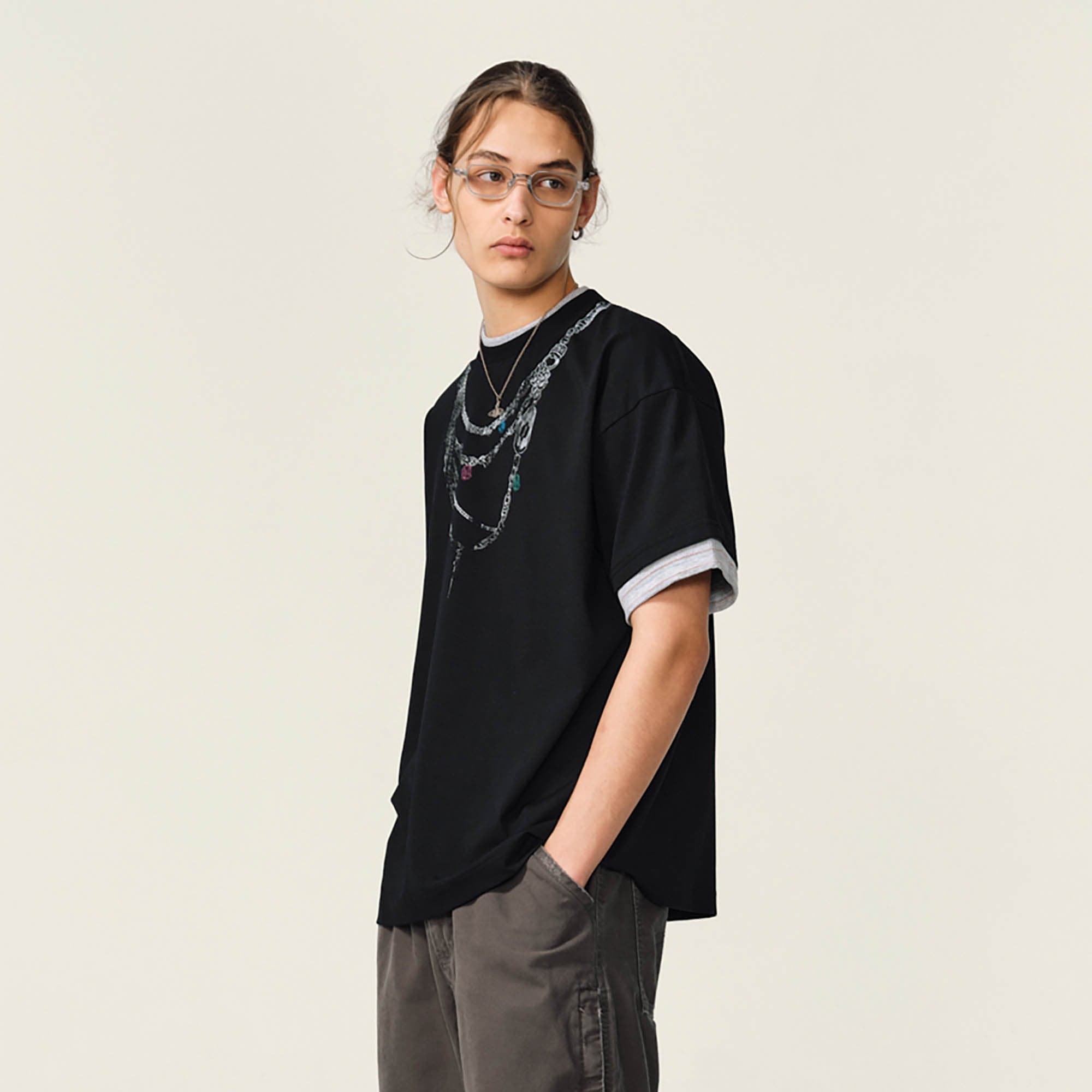 OVDY Chain Graphic Layered Sorona T-Shirt, premium urban and streetwear designers apparel on PROJECTISR.com, OVDY