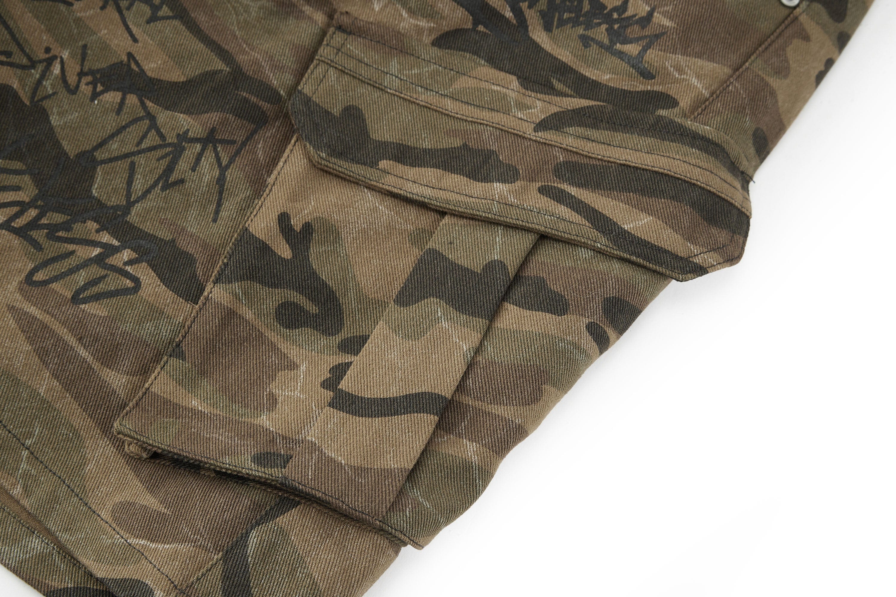 BONELESS Camo Graffiti Drawstring Shorts, premium urban and streetwear designers apparel on PROJECTISR.com, BONELESS