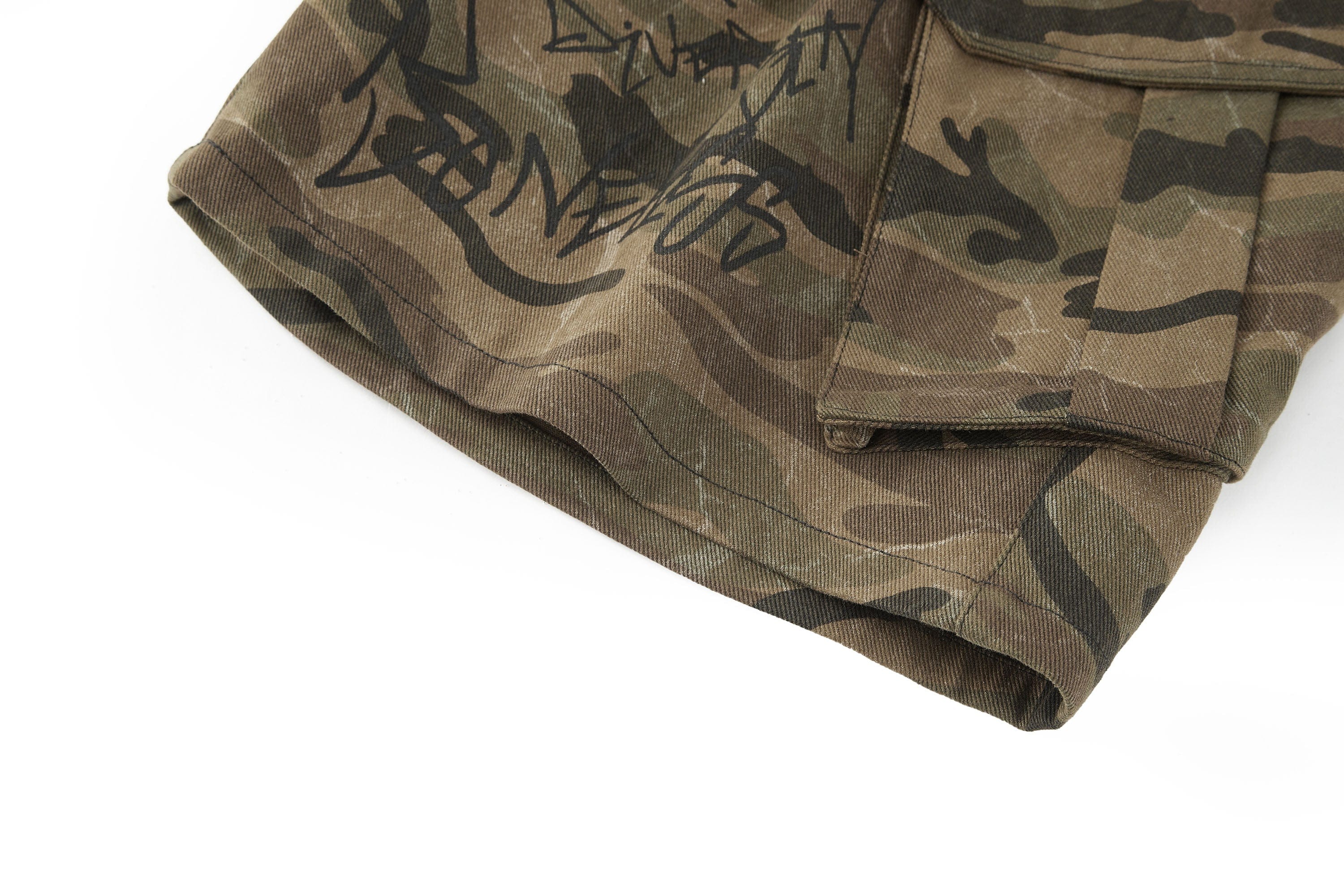 BONELESS Camo Graffiti Drawstring Shorts, premium urban and streetwear designers apparel on PROJECTISR.com, BONELESS
