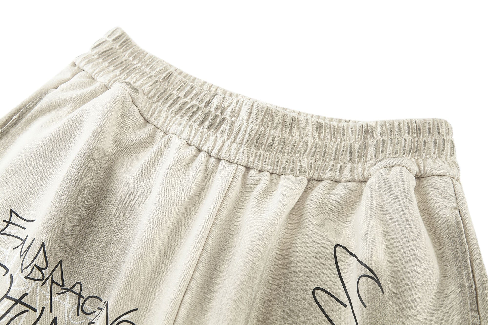 BONELESS Graffiti Distressed Washed Raw-Edge Shorts, premium urban and streetwear designers apparel on PROJECTISR.com, BONELESS