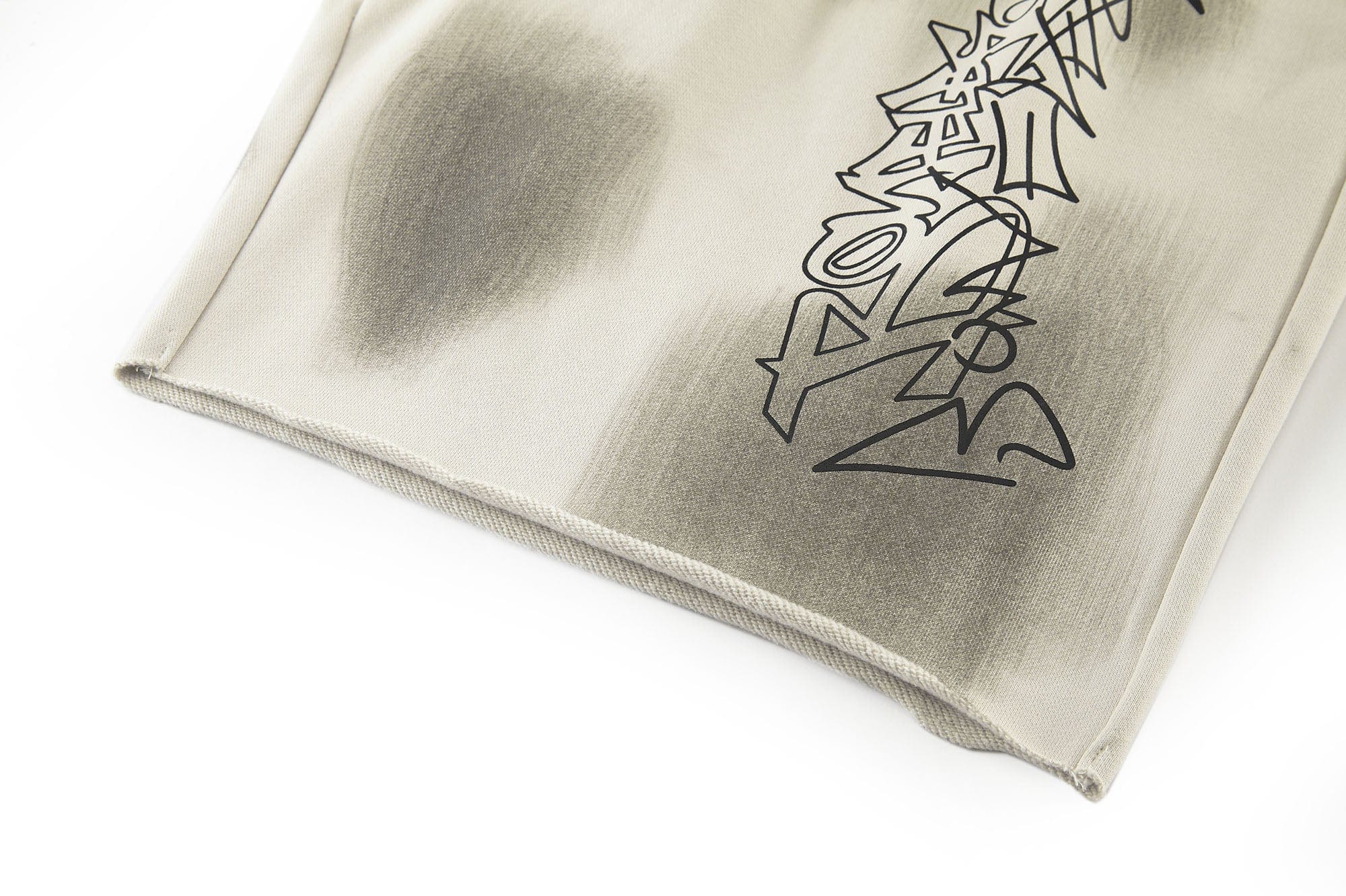 BONELESS Graffiti Distressed Washed Raw-Edge Shorts, premium urban and streetwear designers apparel on PROJECTISR.com, BONELESS