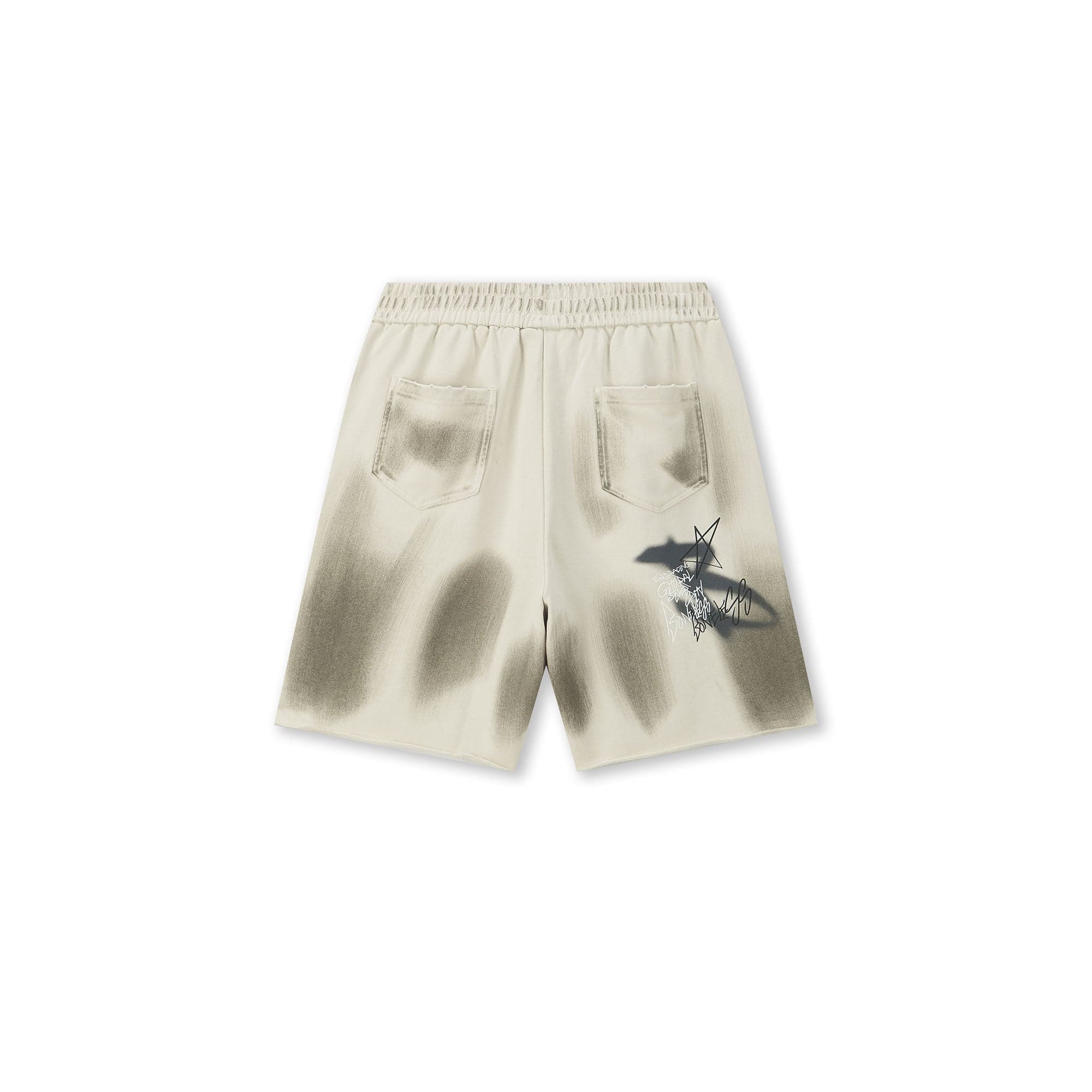 BONELESS Graffiti Distressed Washed Raw-Edge Shorts, premium urban and streetwear designers apparel on PROJECTISR.com, BONELESS
