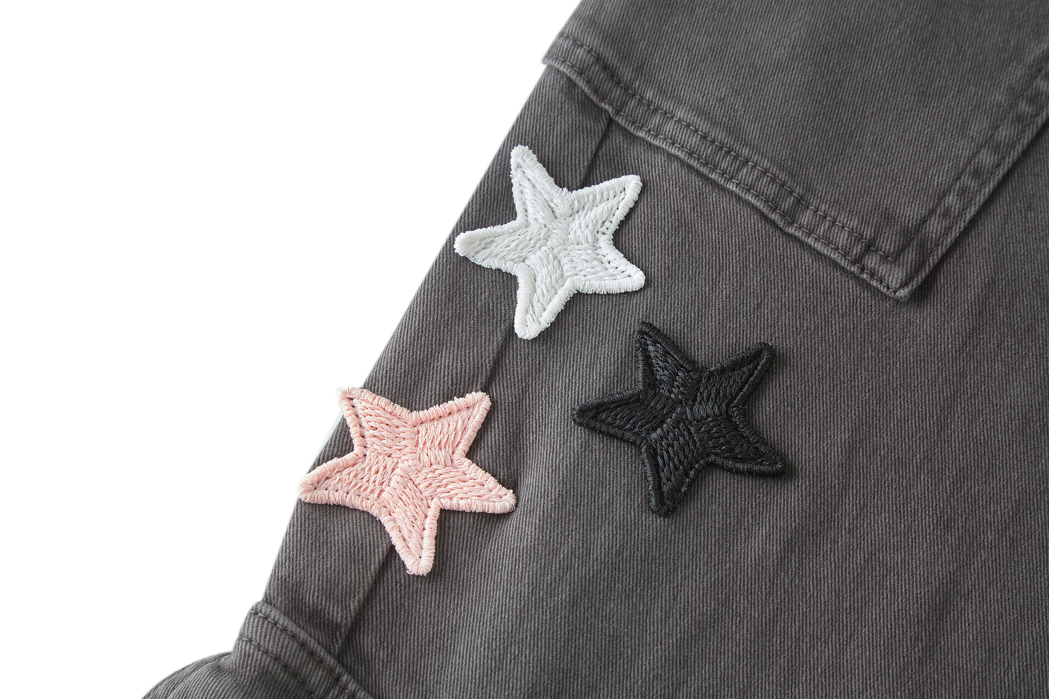 BONELESS Star Patchwork Drawstring Wide-Leg Cargo Pants