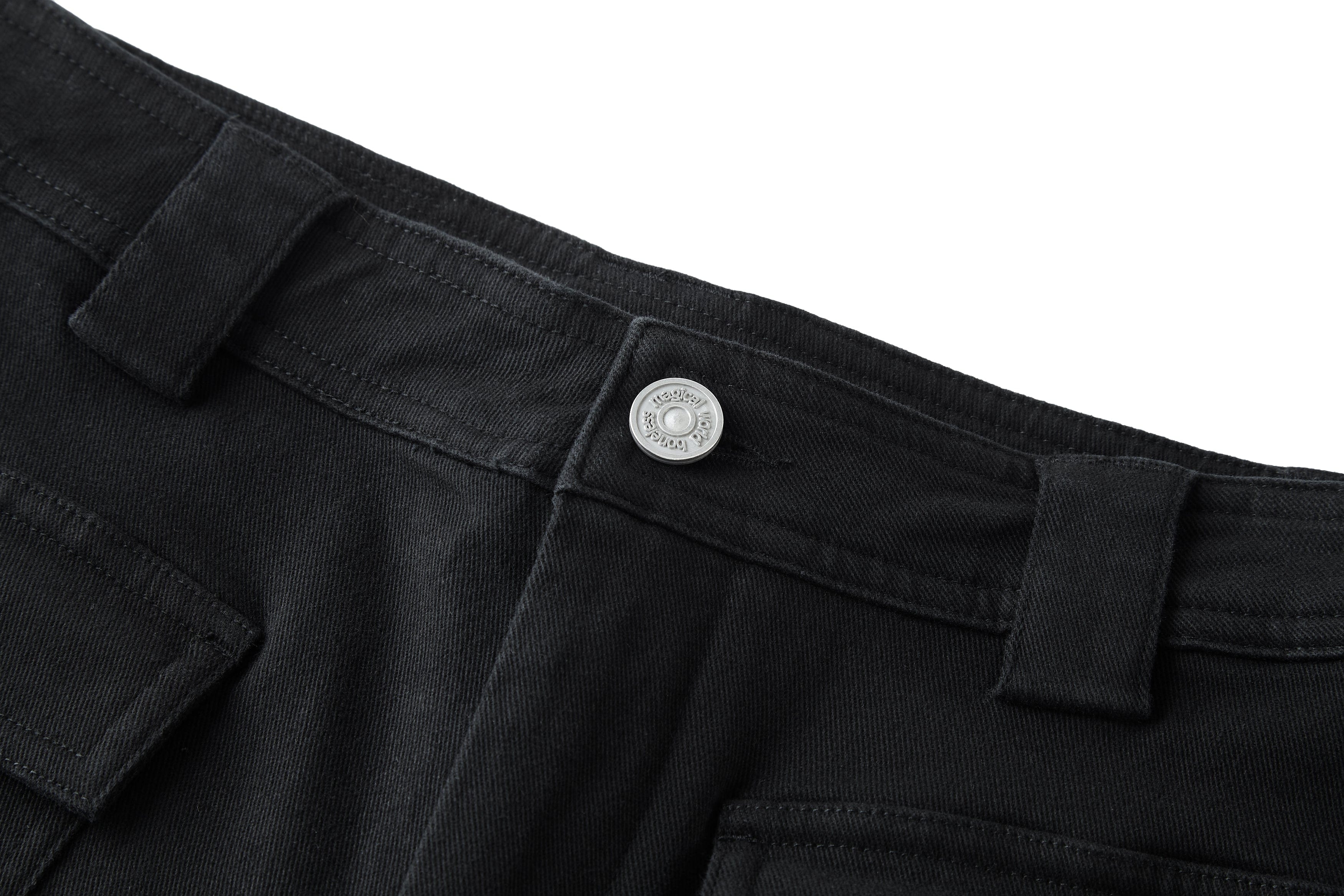 BONELESS Multi-Pocket Embroidered Patchwork Straight-Leg Shorts