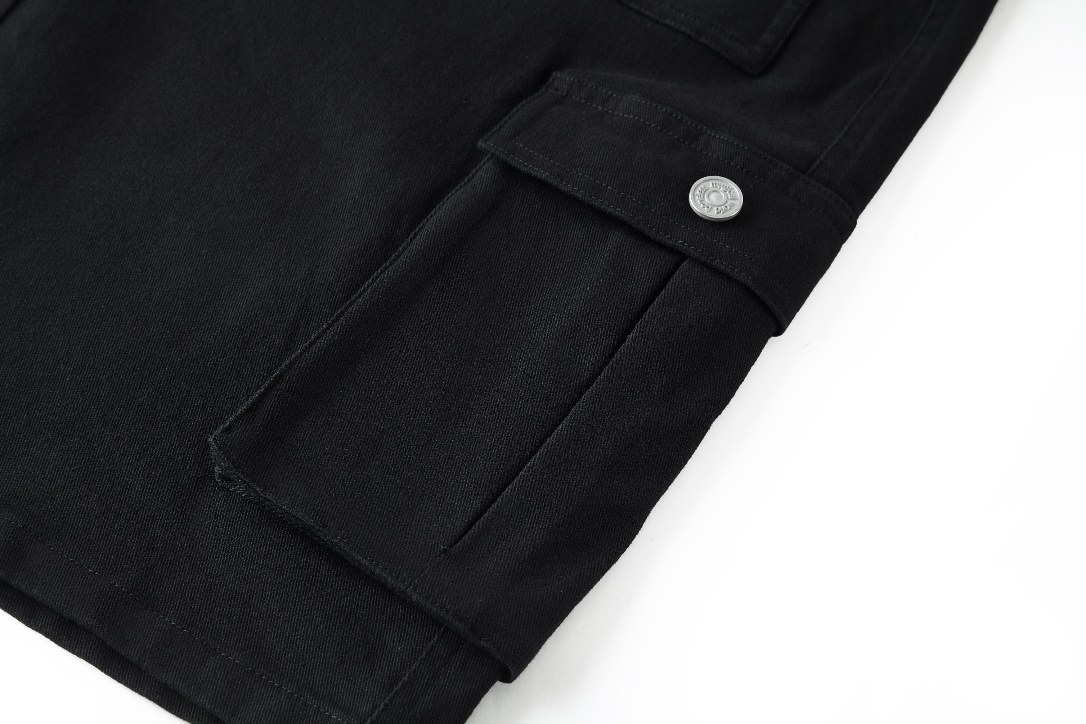 BONELESS Multi-Pocket Embroidered Patchwork Straight-Leg Shorts