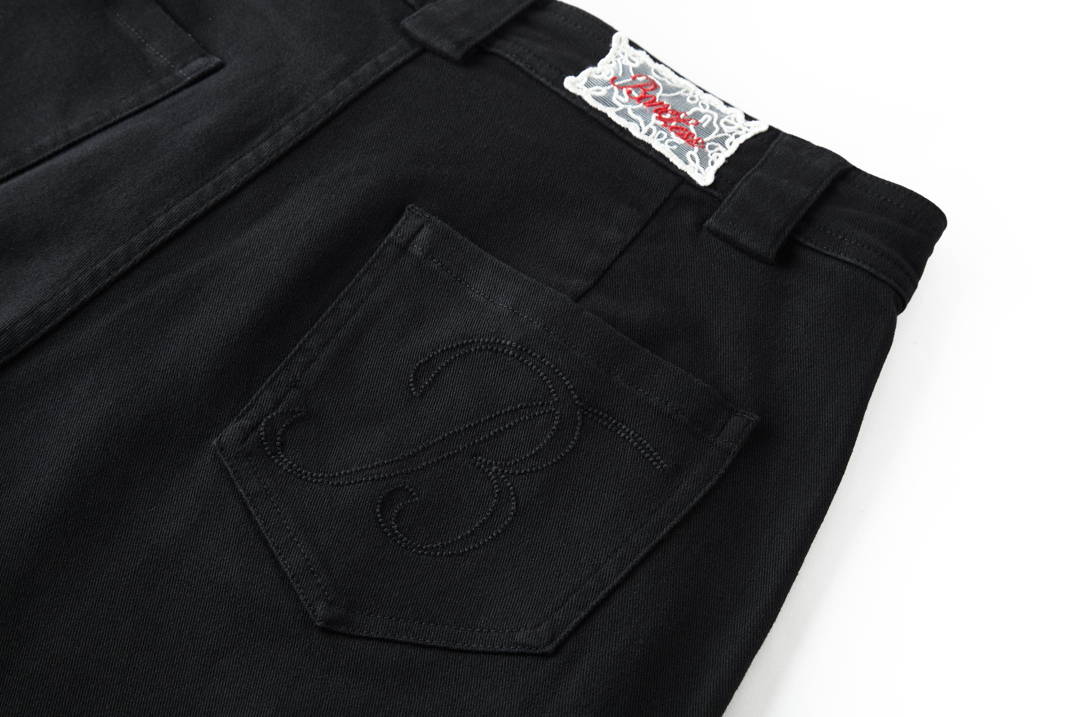 BONELESS Multi-Pocket Embroidered Patchwork Straight-Leg Shorts