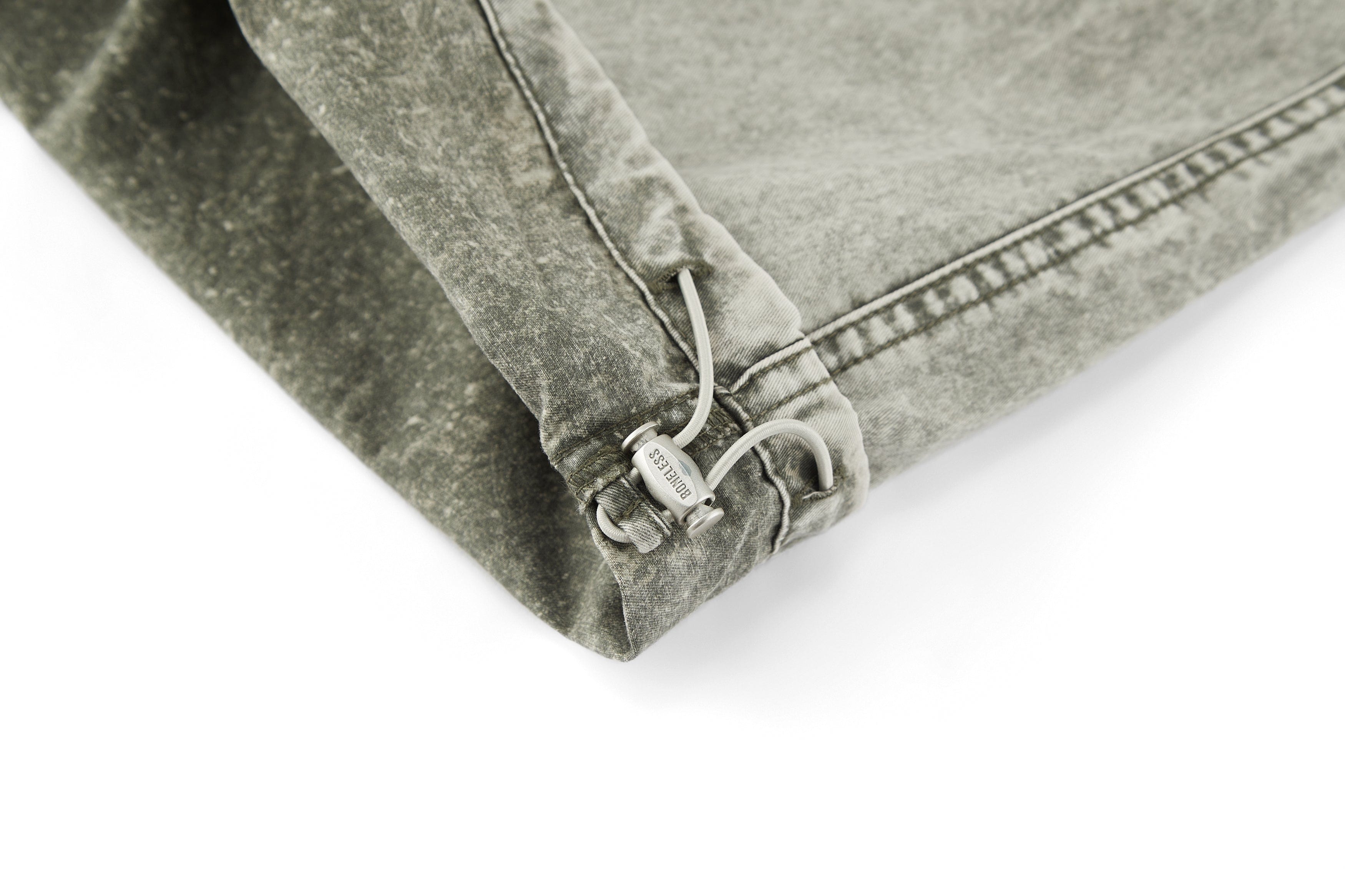 BONELESS Washed Pleated-Knee Drawstring Cargo Pants