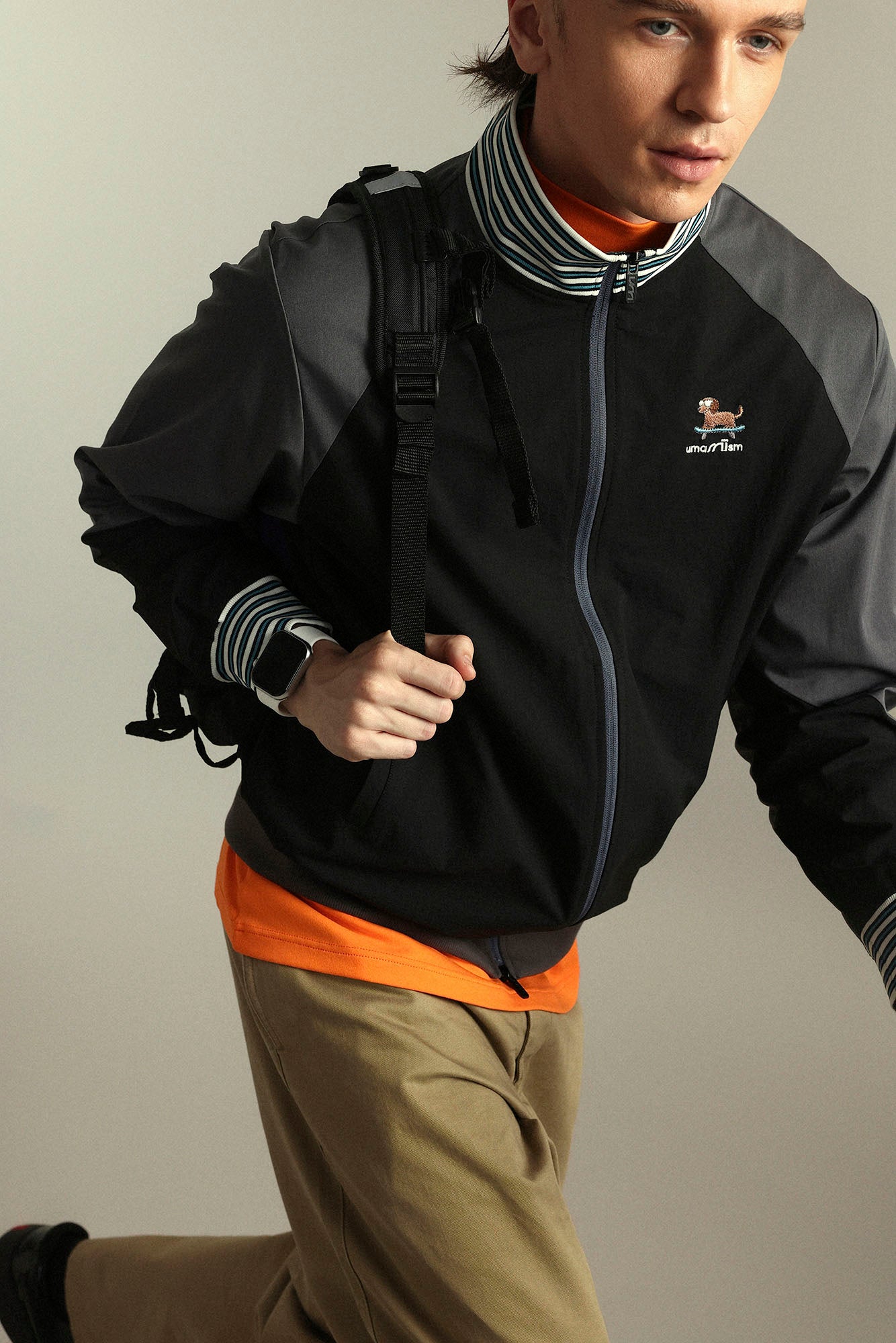 UMAMIISM Contrast Raglan Waterproof Track Jacket, premium urban and streetwear designers apparel on PROJECTISR.com, UMAMIISM