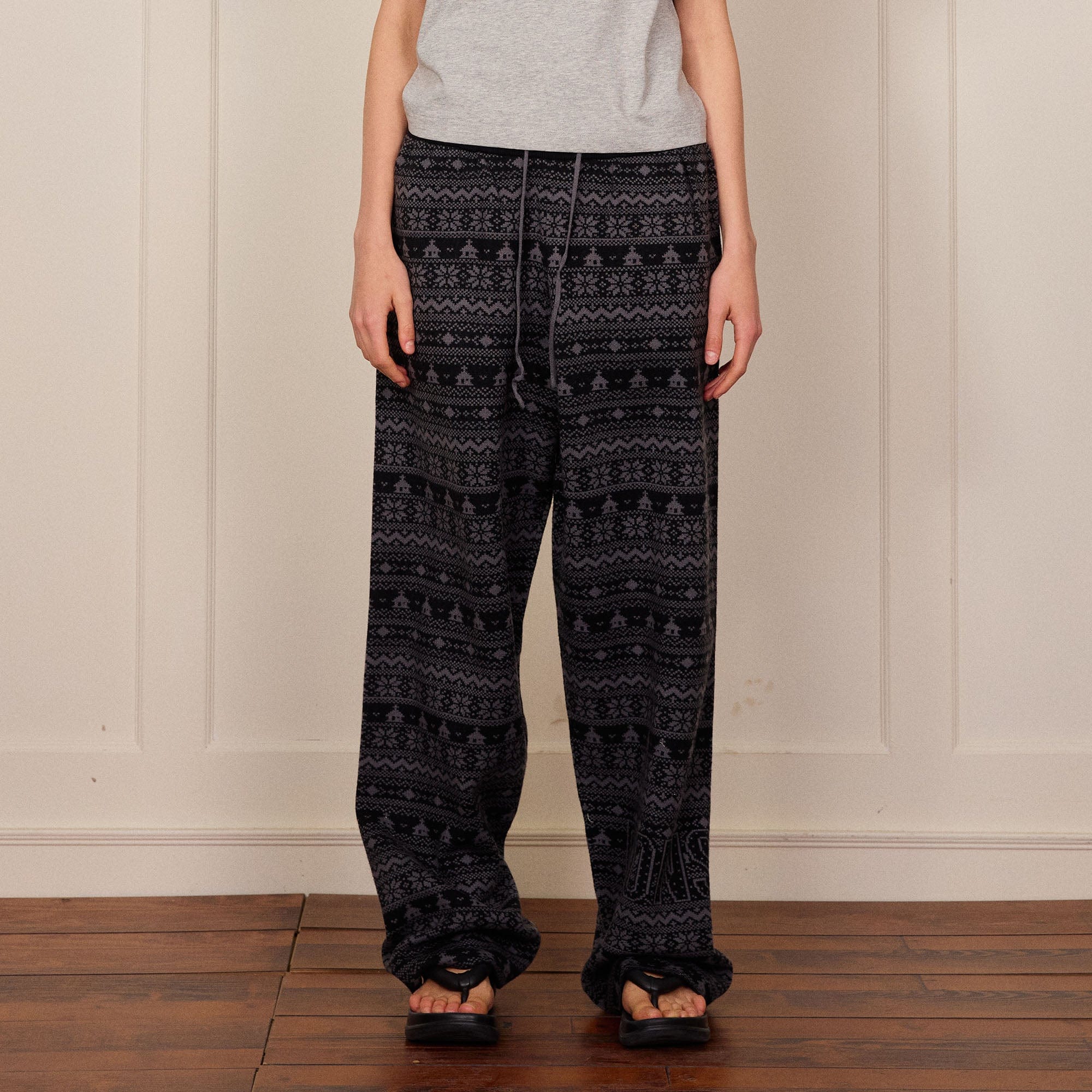 DONSMOKE Fair Isle Knit Wide-Leg Pants, premium urban and streetwear designers apparel on PROJECTISR.com, DONSMOKE