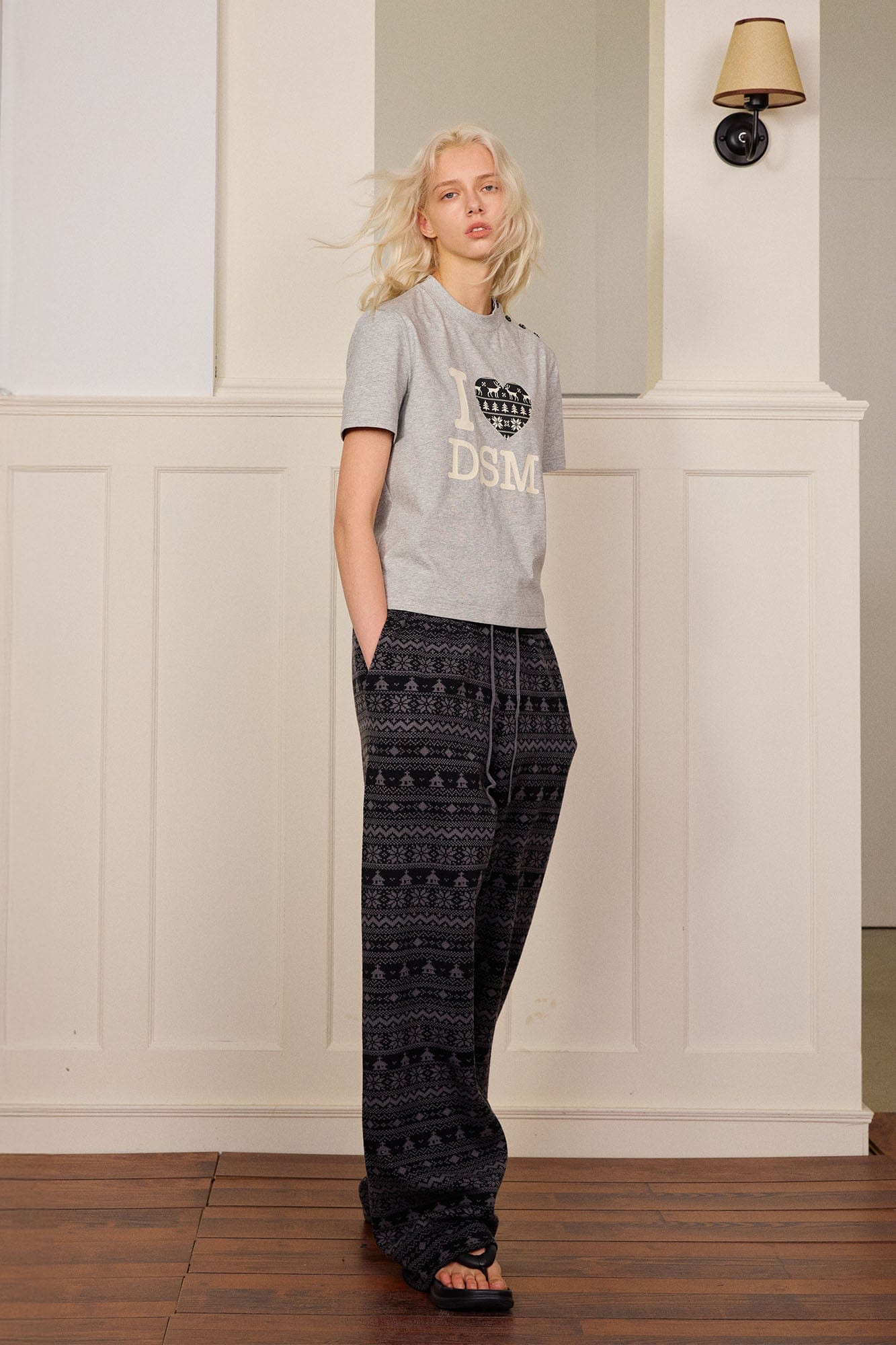DONSMOKE Fair Isle Knit Wide-Leg Pants, premium urban and streetwear designers apparel on PROJECTISR.com, DONSMOKE