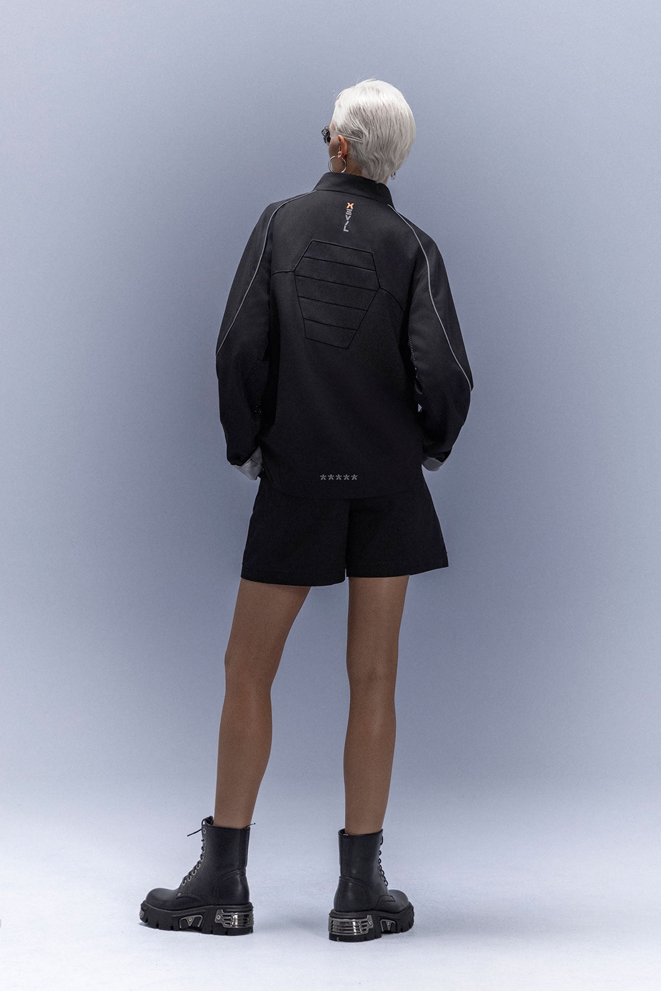 XIPHEVIL Tech Wool-Blend Mandarin Button-Up Jacket