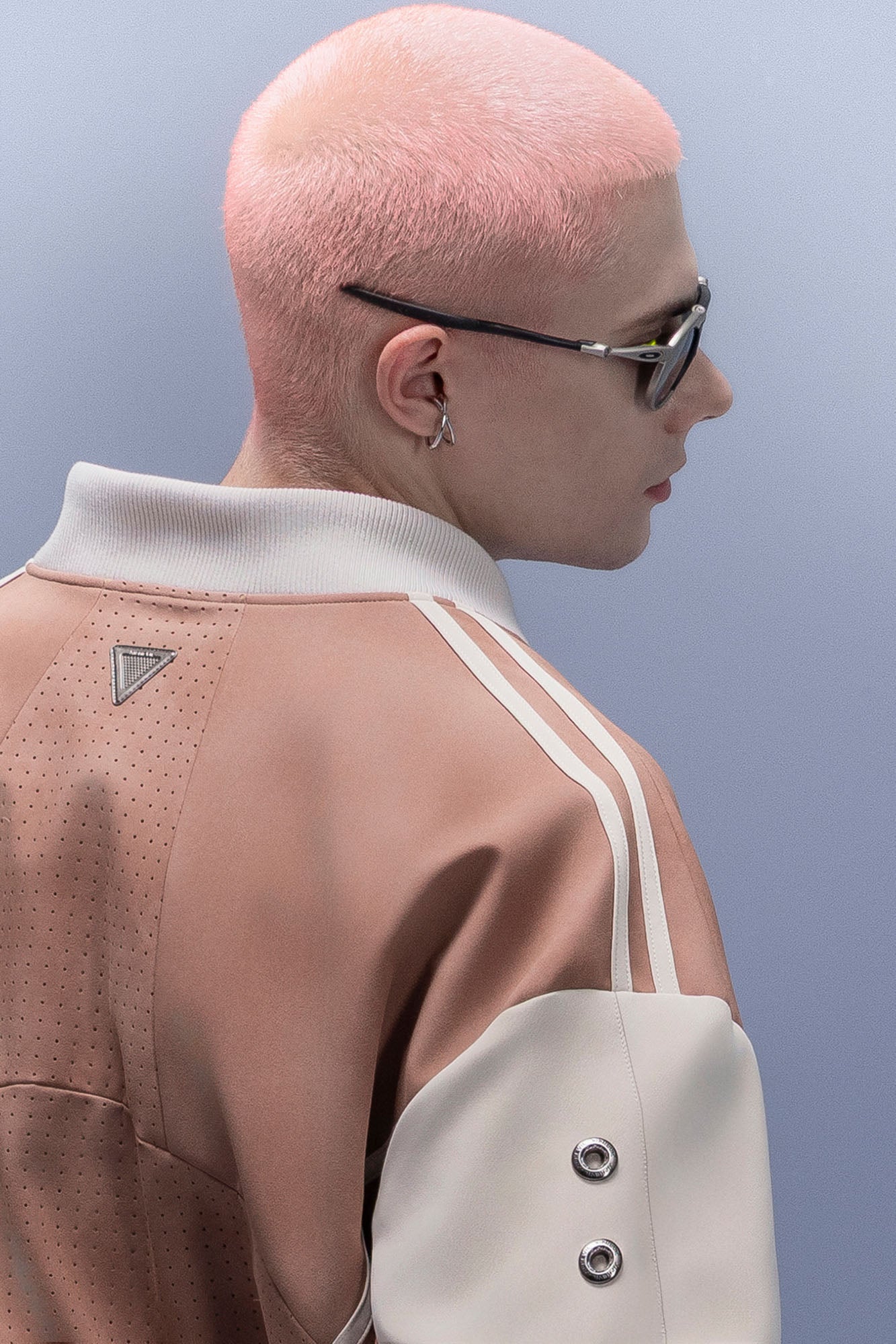 XIPHEVIL Faux Suede Embroidered LOGO Bomber Brown