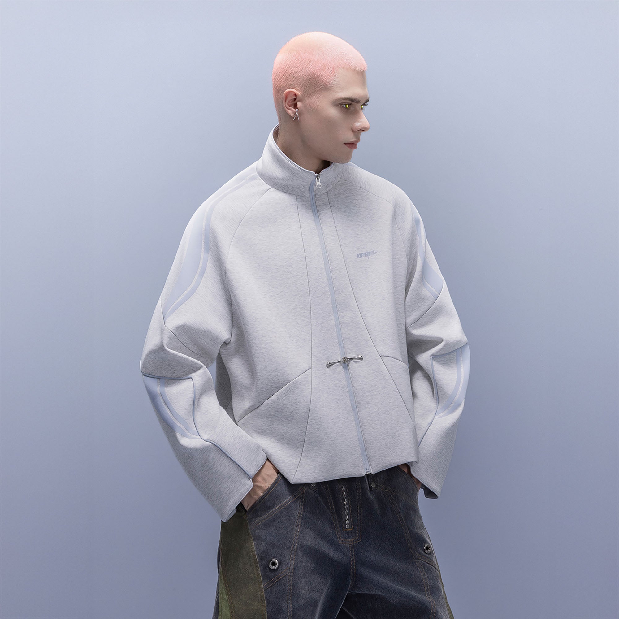 XIPHEVIL Contrast-Paneled Raglan Track Jacket White