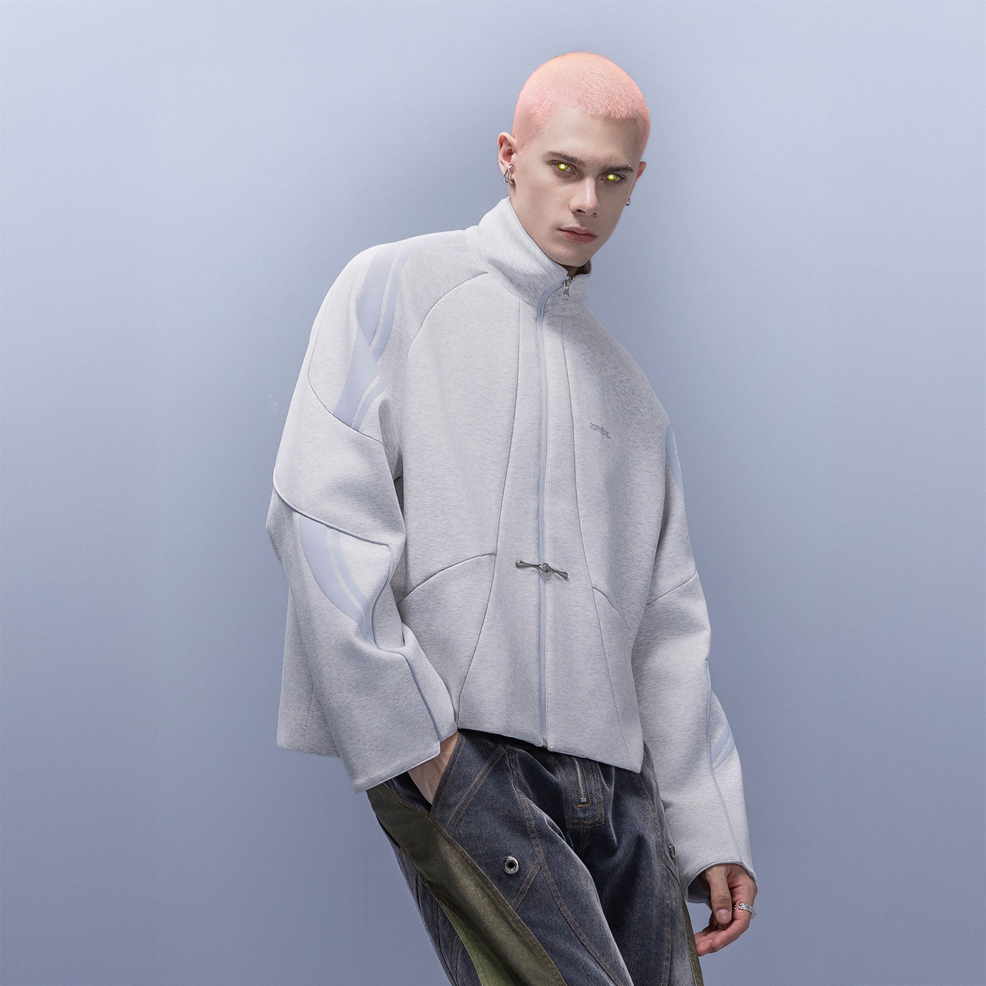 XIPHEVIL Contrast-Paneled Raglan Track Jacket White